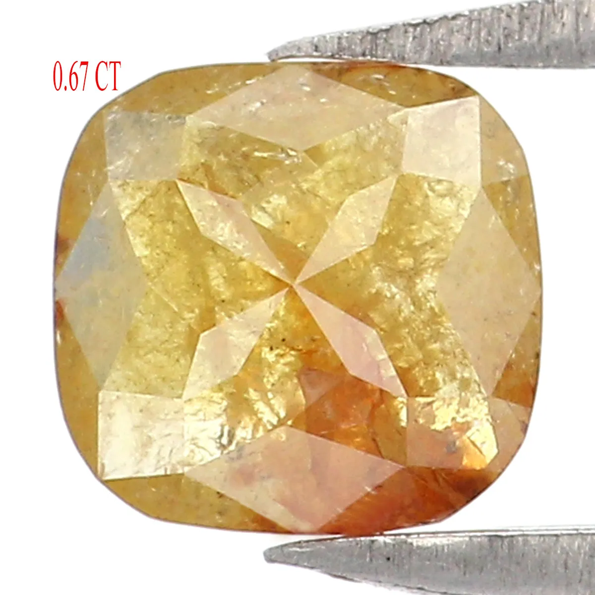 0.67 CT Natural Loose Cushion Shape Diamond Yellow Color Cushion Cut Diamond 5.30 MM Natural Loose Diamond Cushion Rose Cut Diam