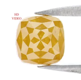 1.21 CT Natural Loose Cushion Shape Diamond Yellow Color Cushion Cut Diamond 5.55 MM Natural Yellow Diamond Cushion Rose Cut Dia