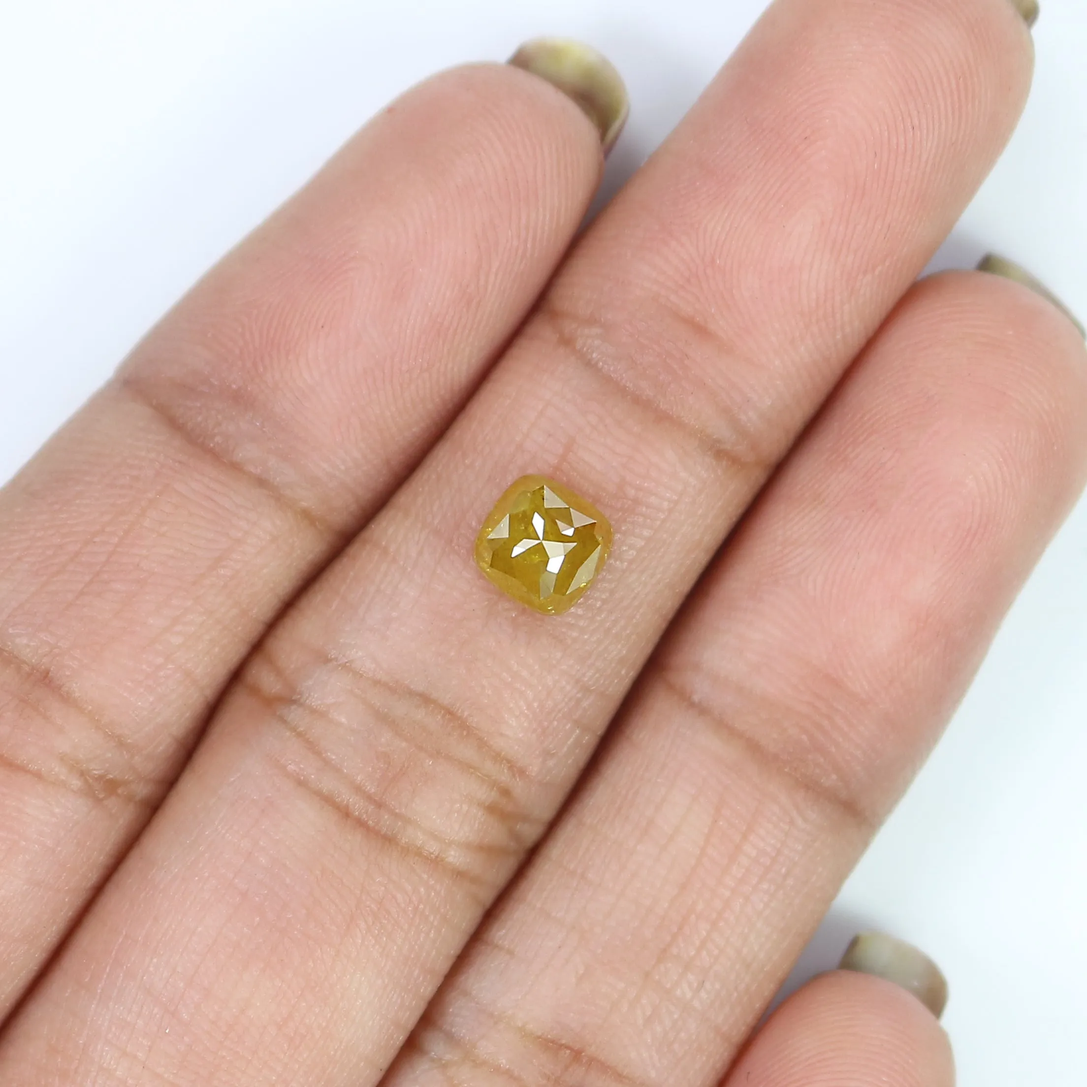 1.21 CT Natural Loose Cushion Shape Diamond Yellow Color Cushion Cut Diamond 5.55 MM Natural Yellow Diamond Cushion Rose Cut Dia