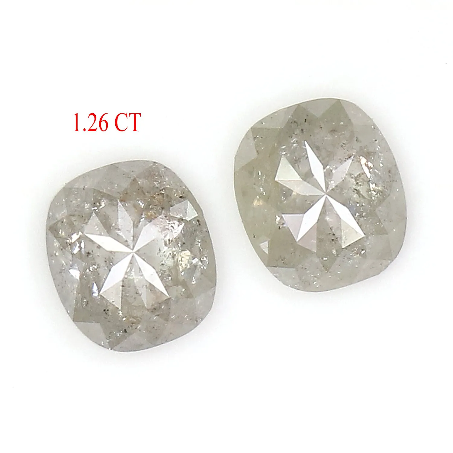 1.26 CT Natural Loose Cushion Cut Pair Diamond Grey Color Cushion Shape Diamond 5.70 MM Natural Grey Diamond Cushion Rose Cut Di