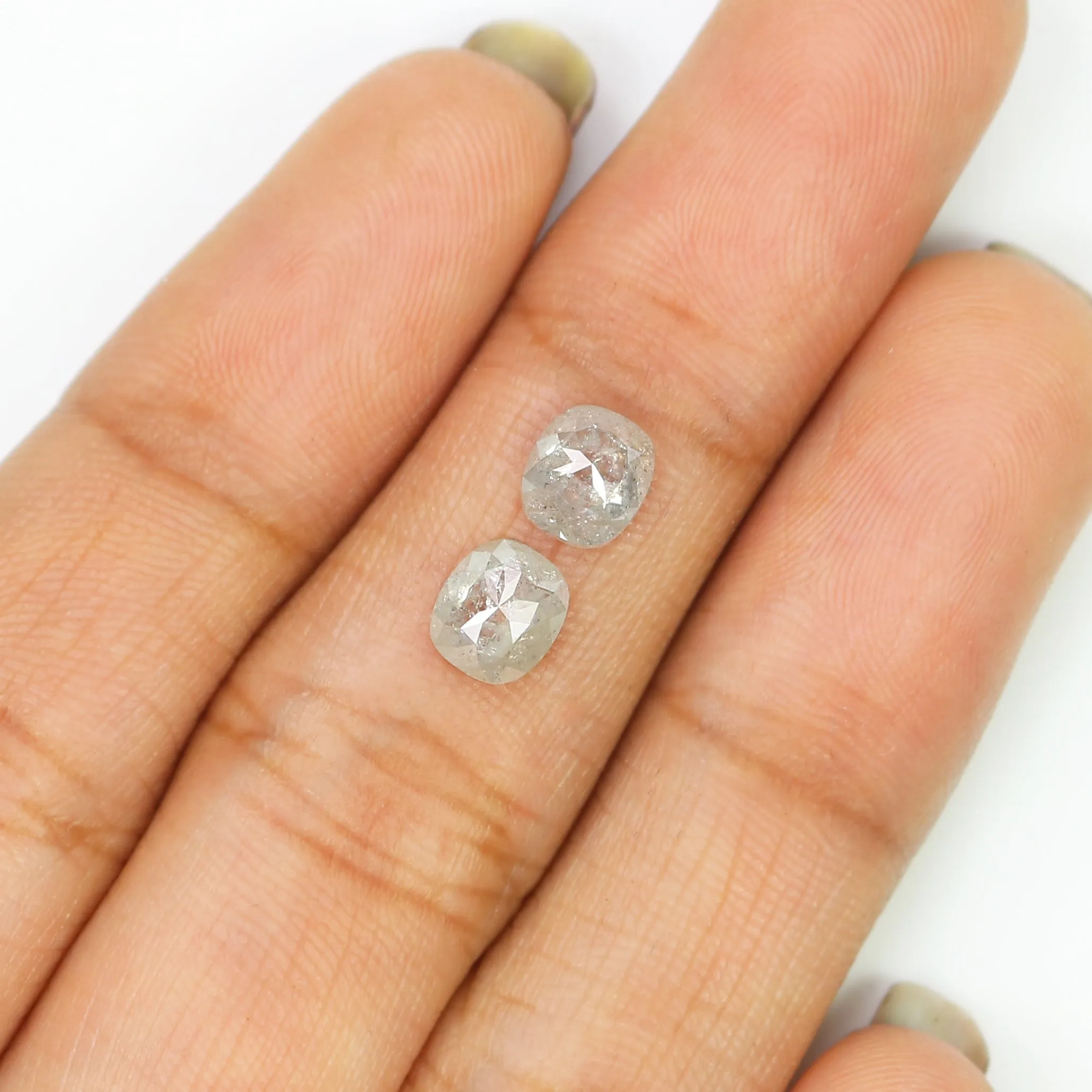 1.26 CT Natural Loose Cushion Cut Pair Diamond Grey Color Cushion Shape Diamond 5.70 MM Natural Grey Diamond Cushion Rose Cut Di