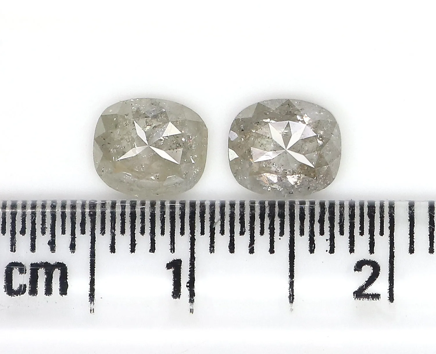 1.26 CT Natural Loose Cushion Cut Pair Diamond Grey Color Cushion Shape Diamond 5.70 MM Natural Grey Diamond Cushion Rose Cut Di