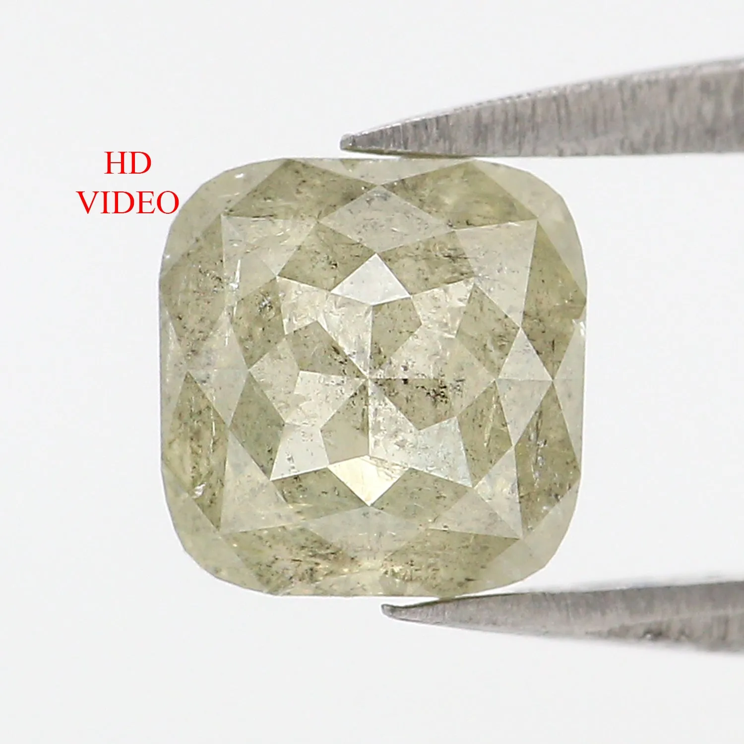 1.53 CT Natural Loose Cushion Shape Diamond Green Color Cushion Cut Diamond 6.25 MM Natural Grey Diamond Cushion Rose Cut Diamon