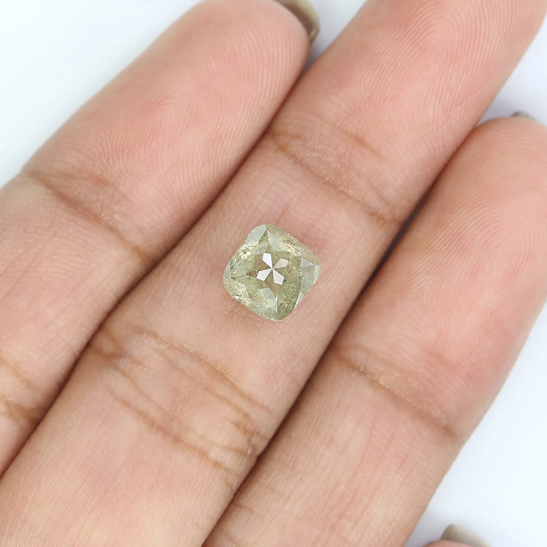 1.53 CT Natural Loose Cushion Shape Diamond Green Color Cushion Cut Diamond 6.25 MM Natural Grey Diamond Cushion Rose Cut Diamon