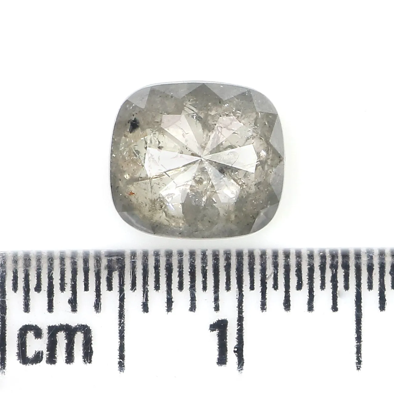 1.58 CT Natural Loose Cushion Shape Diamond Salt And Pepper Cushion Cut Diamond 7.45 MM Natural Grey Color Cushion Rose Cut Diam