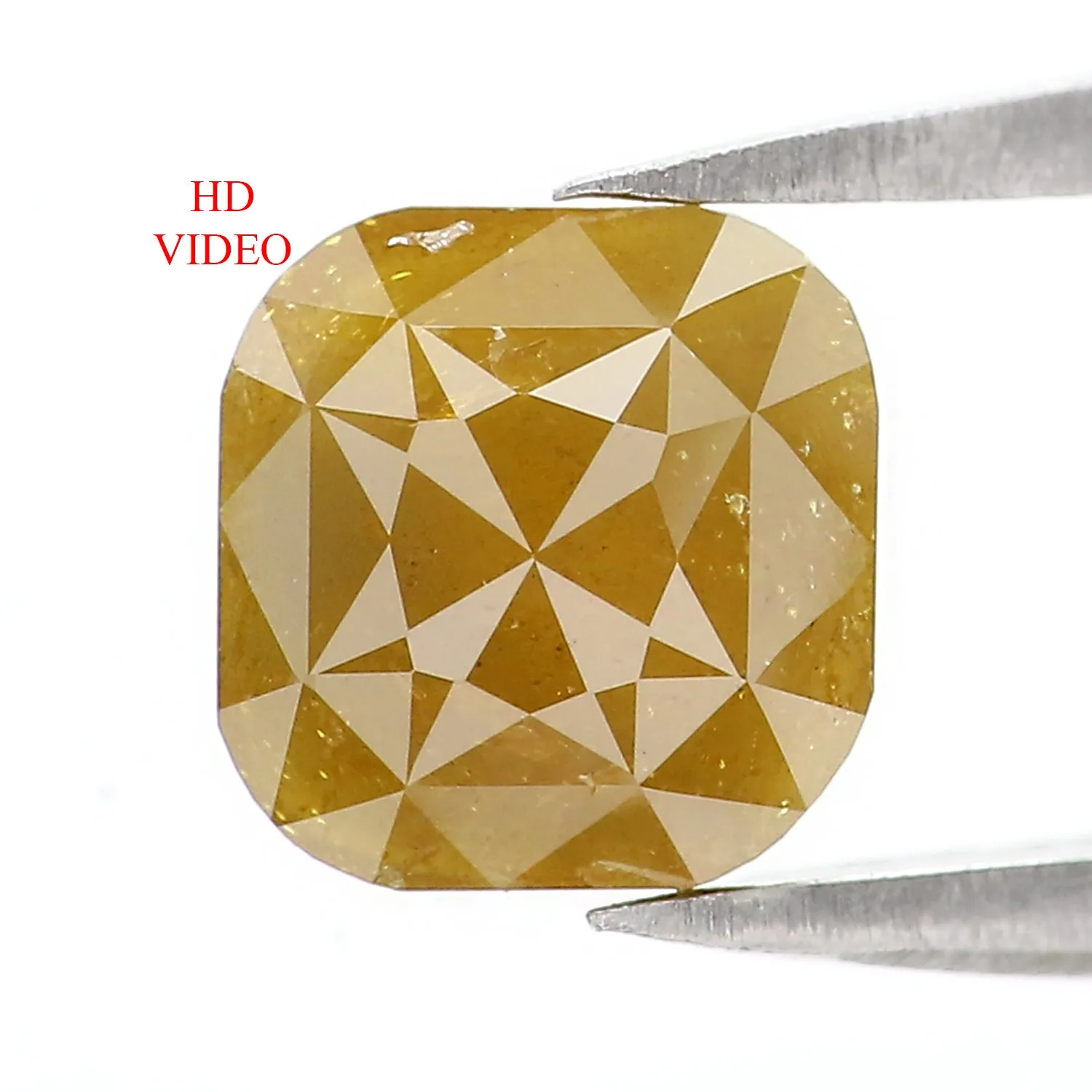 1.62 CT Natural Loose Cushion Shape Diamond Yellow Color Cushion Cut Diamond 6.70 MM Natural Yellow Diamond Cushion Rose Cut Dia