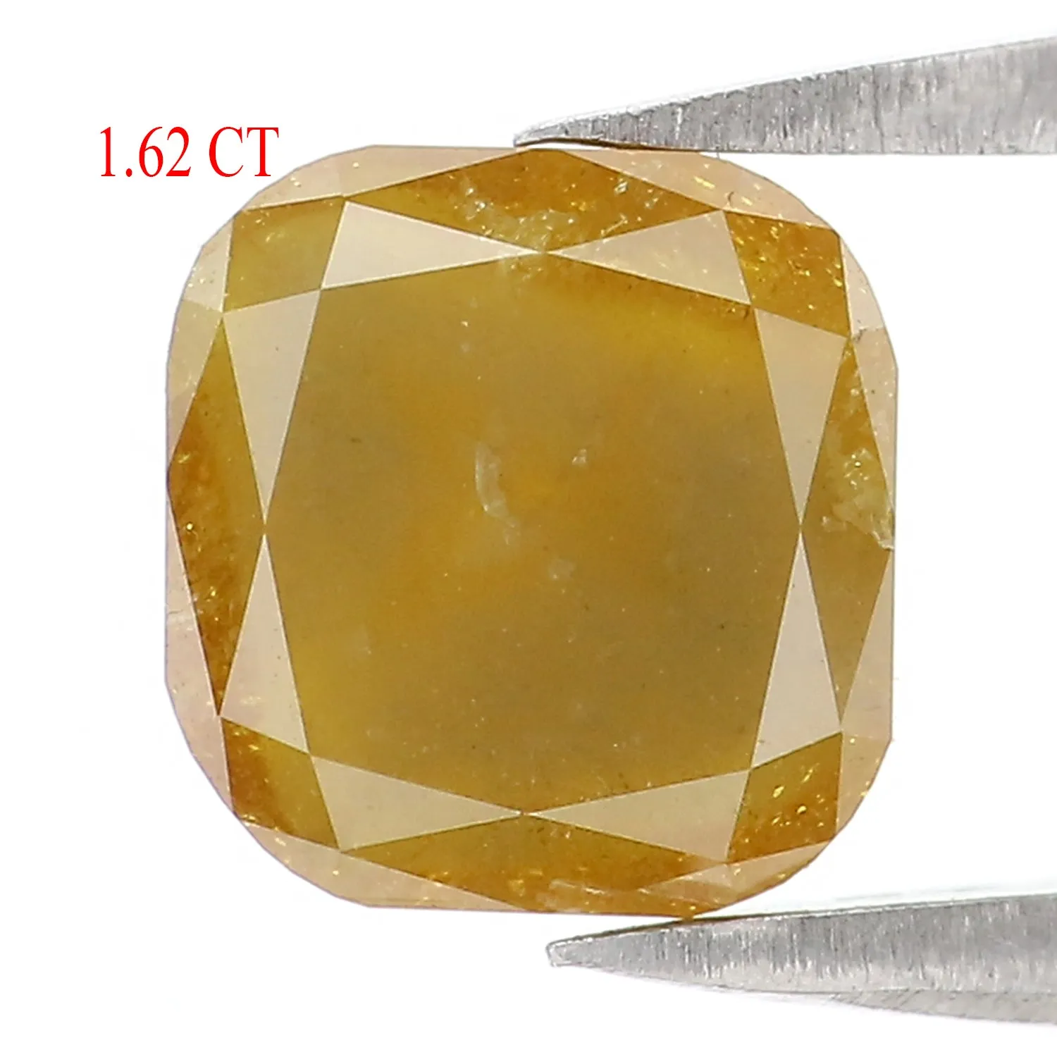 1.62 CT Natural Loose Cushion Shape Diamond Yellow Color Cushion Cut Diamond 6.70 MM Natural Yellow Diamond Cushion Rose Cut Dia