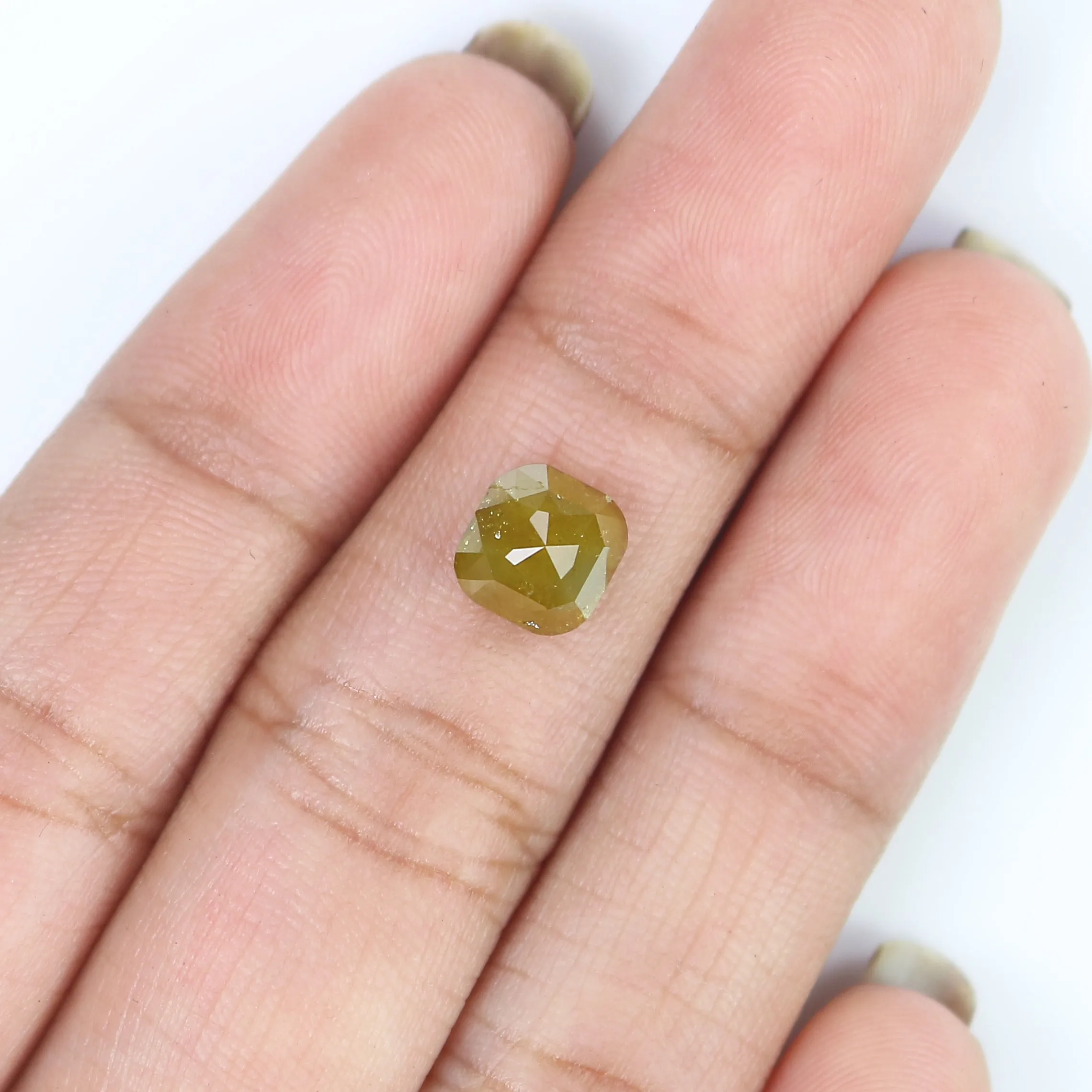 1.62 CT Natural Loose Cushion Shape Diamond Yellow Color Cushion Cut Diamond 6.70 MM Natural Yellow Diamond Cushion Rose Cut Dia