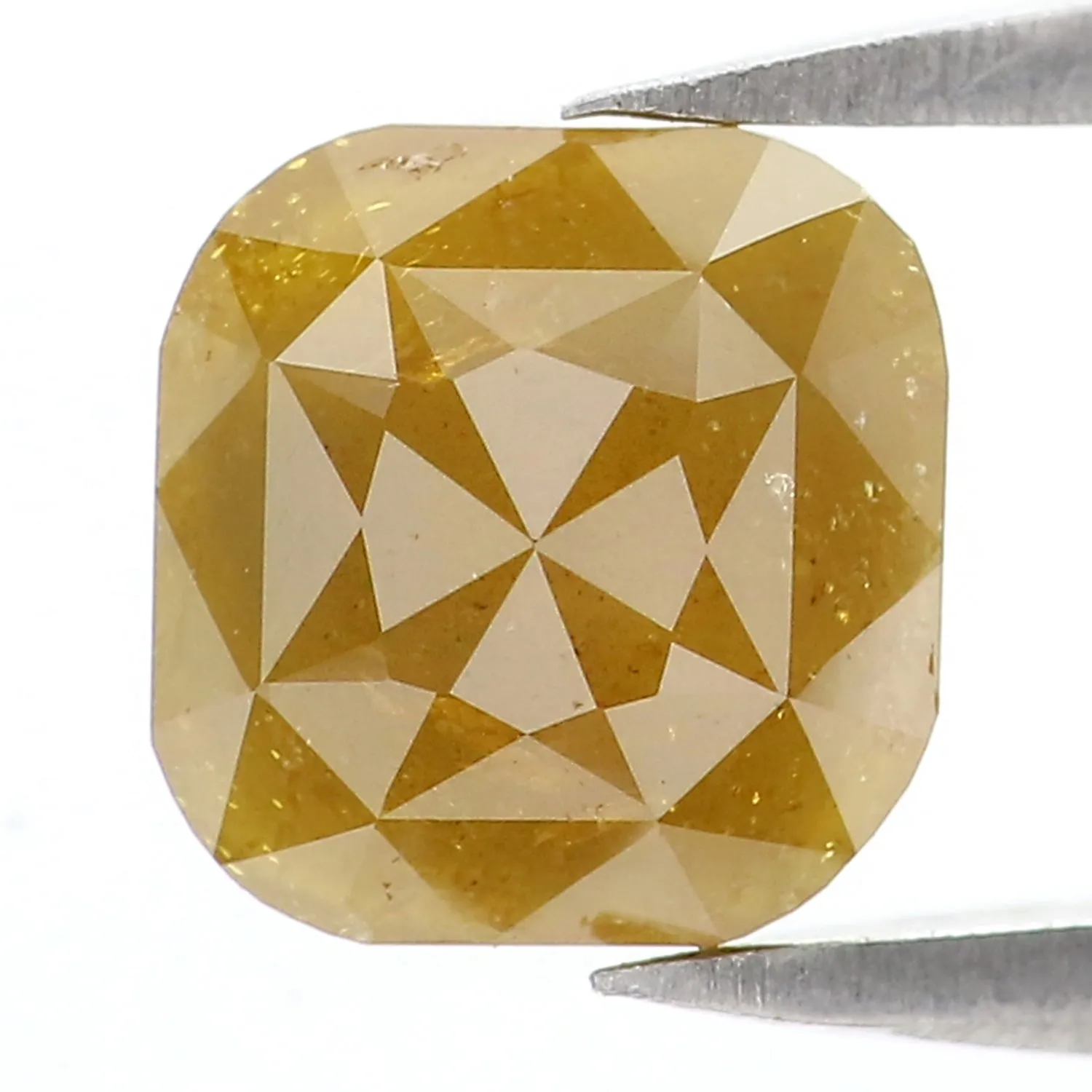 1.62 CT Natural Loose Cushion Shape Diamond Yellow Color Cushion Cut Diamond 6.70 MM Natural Yellow Diamond Cushion Rose Cut Dia