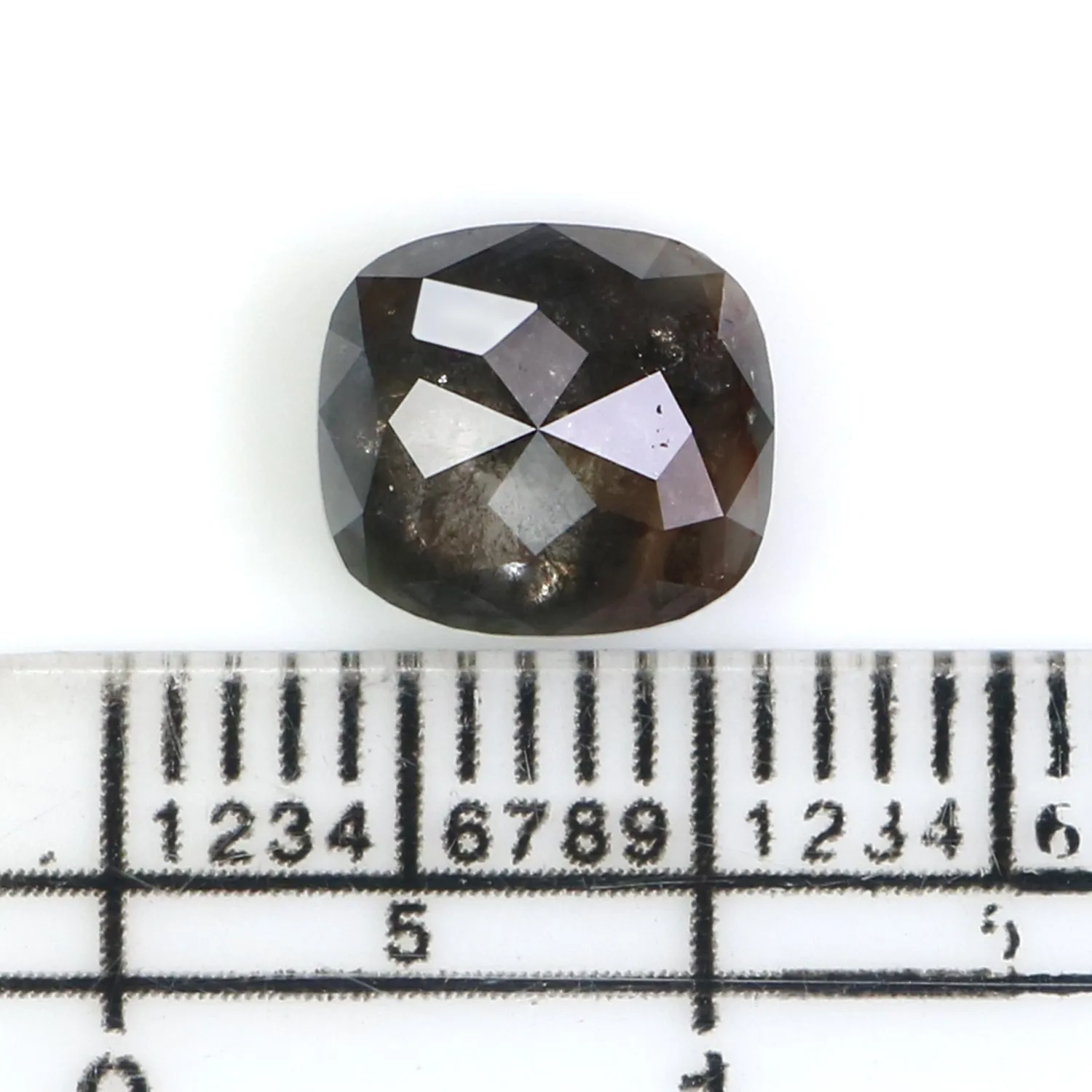 2.04 CT Natural Loose Cushion Shape Diamond Salt And Pepper Cushion Shape Diamond 7.85 MM Black Grey Color Cushion Rose Cut Diam