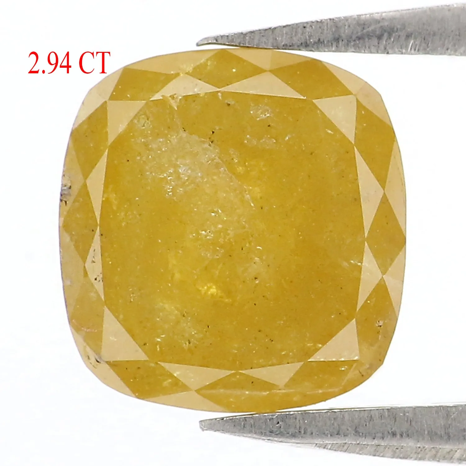 2.94 CT Natural Loose Cushion Shape Diamond Yellow Color Cushion Cut Diamond 7.70 MM Natural Loose Diamond Cushion Rose Cut Diam