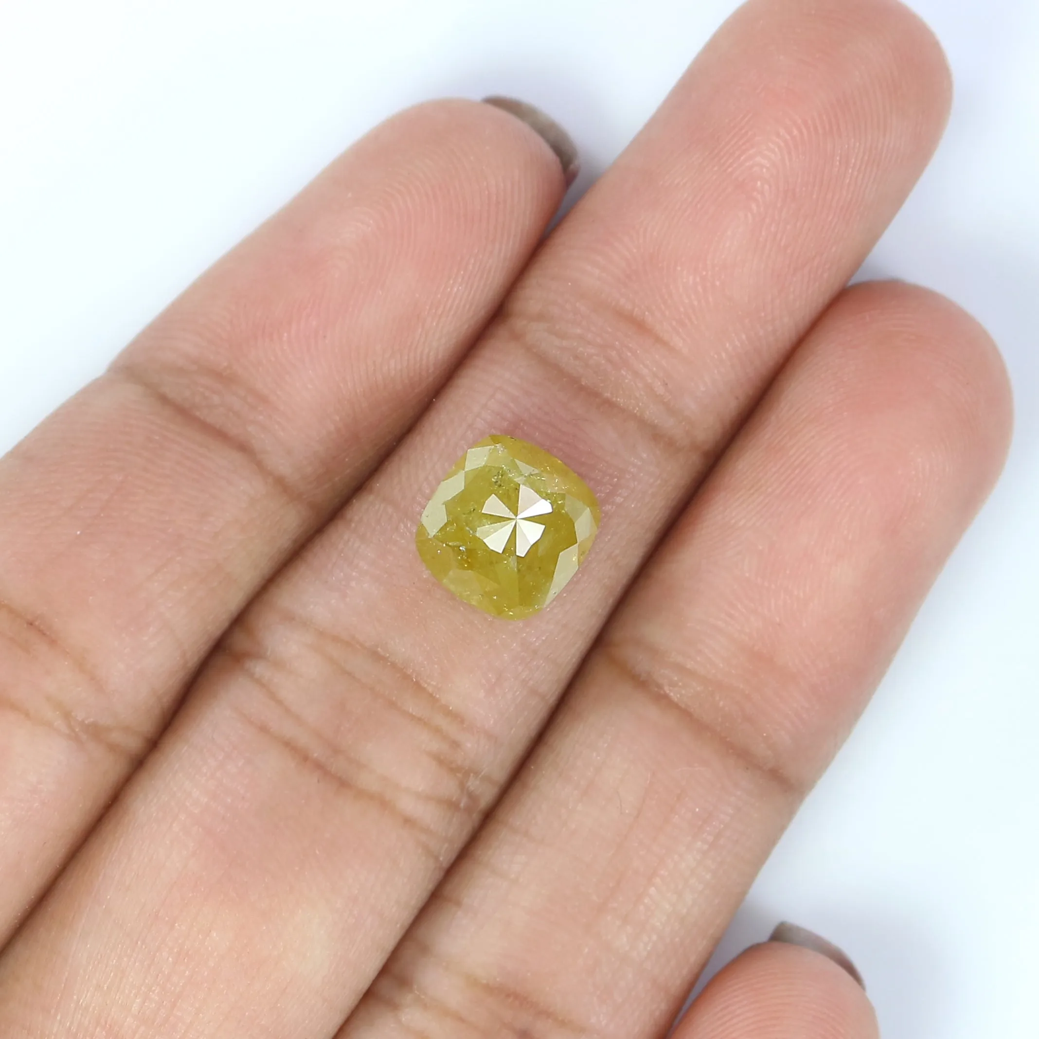 2.94 CT Natural Loose Cushion Shape Diamond Yellow Color Cushion Cut Diamond 7.70 MM Natural Loose Diamond Cushion Rose Cut Diam