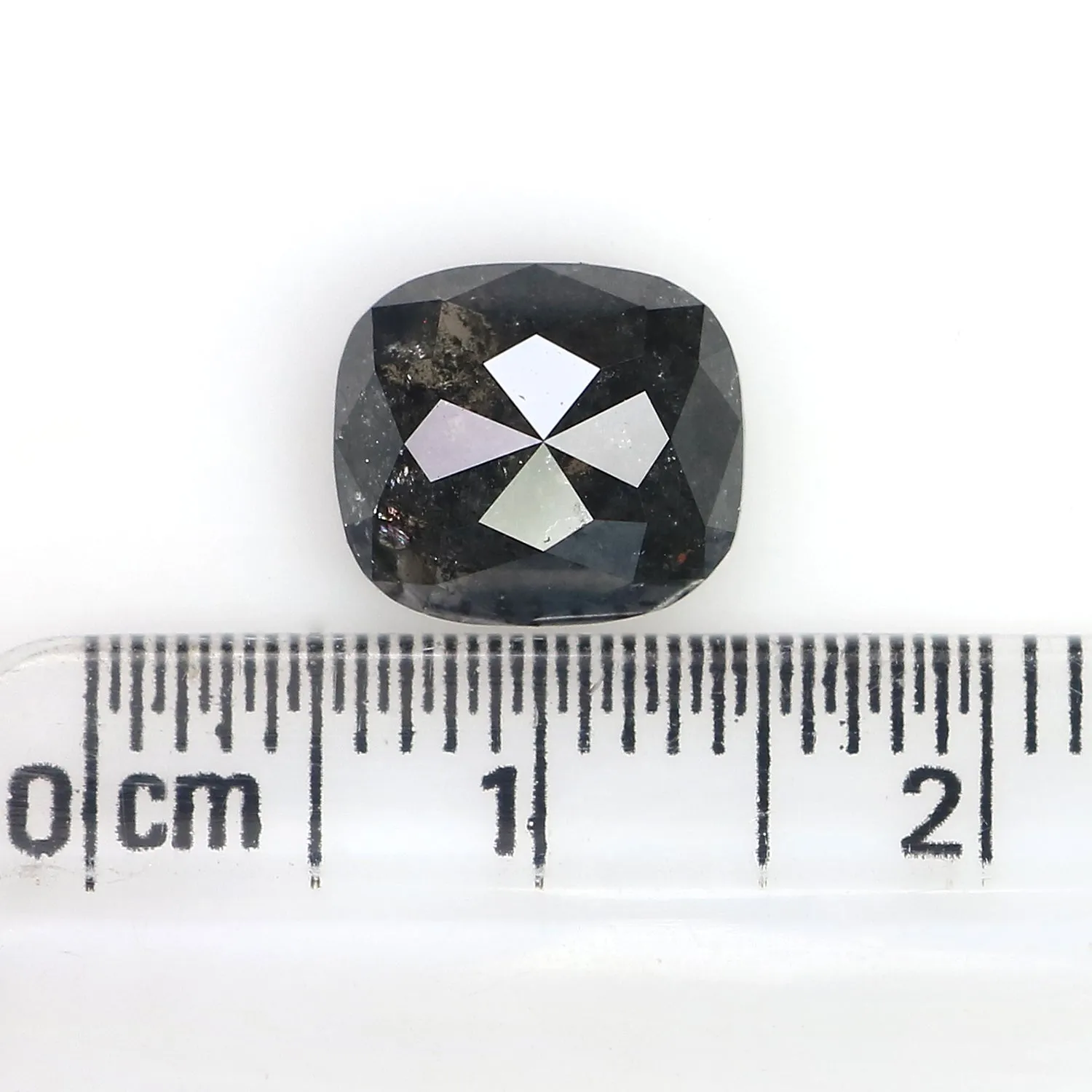 3.10 CT Natural Loose Cushion Shape Diamond Salt And Pepper Cushion Diamond 9.20 MM Natural Black Grey Color Cushion Rose Cut Di