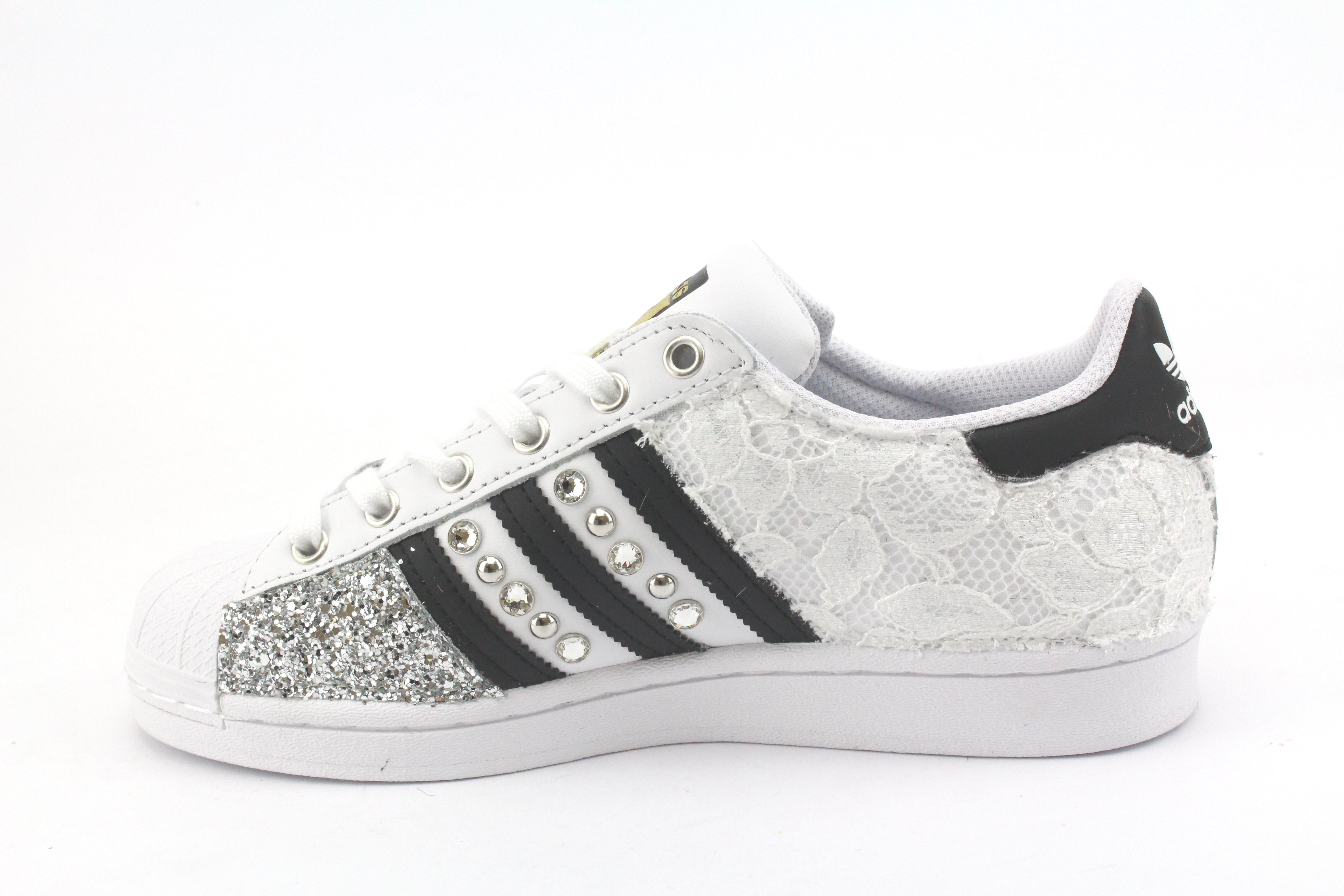 Adidas Superstar Pizzo White Glitter Argento