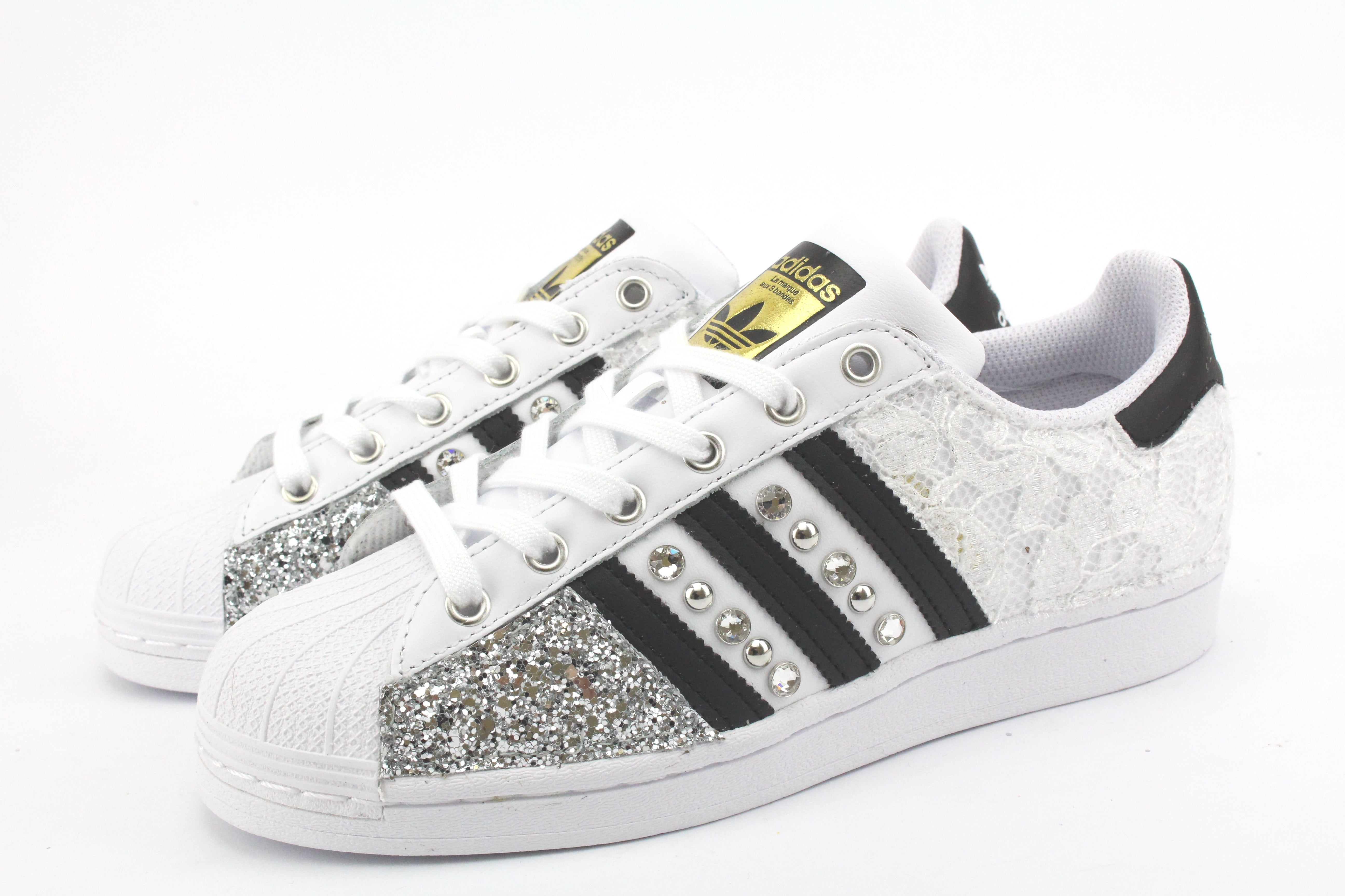 Adidas Superstar Pizzo White Glitter Argento