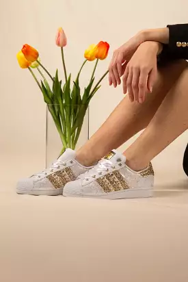 Adidas Superstar Pizzo White Glitter Oro Borchie & Strass