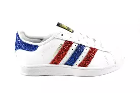 Adidas Superstar Red & Bluette Glitter