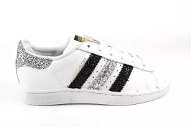 Adidas Superstar Silver & Black Glitter