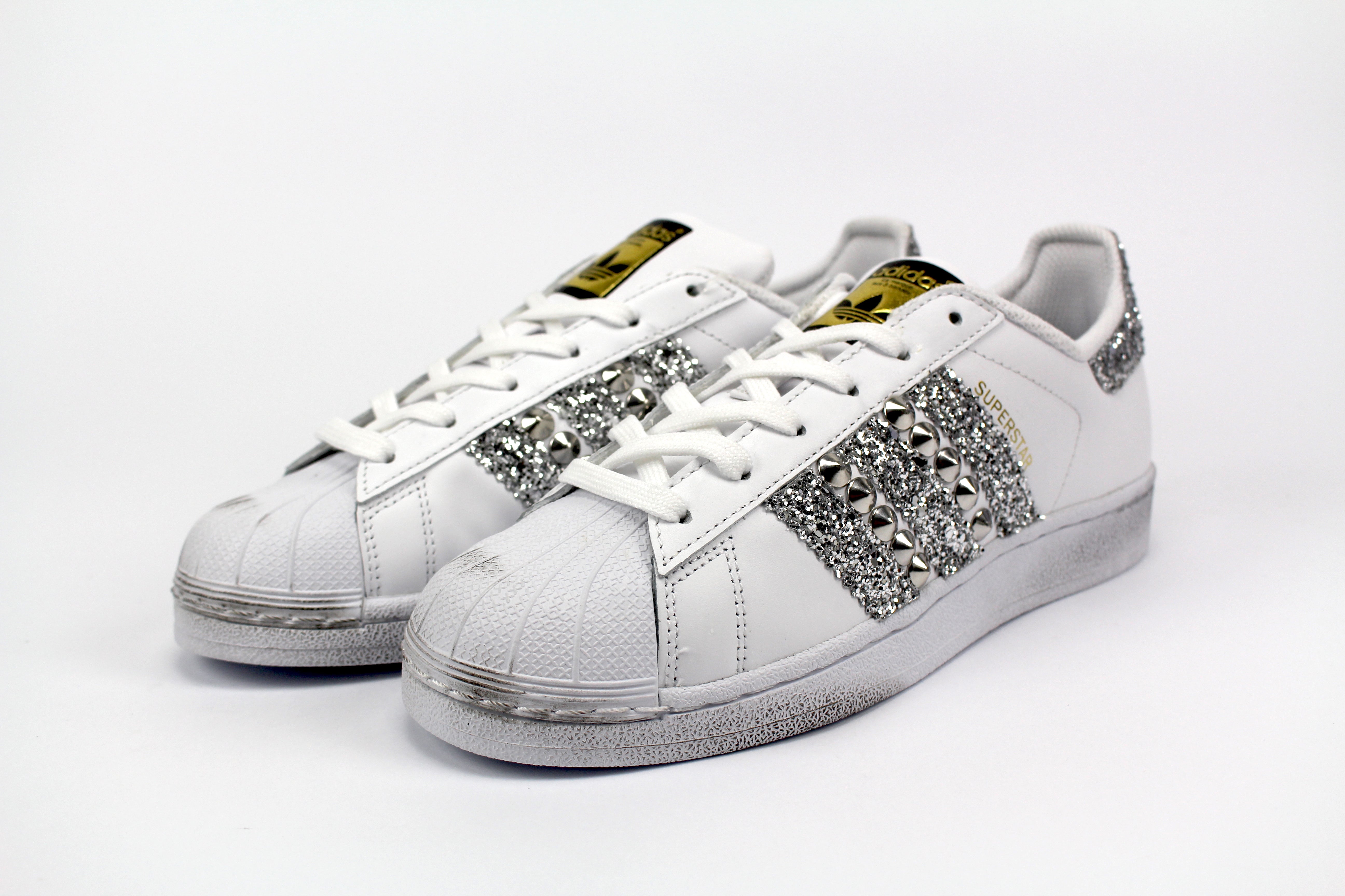 Adidas Superstar Silver Glitter & Borchie