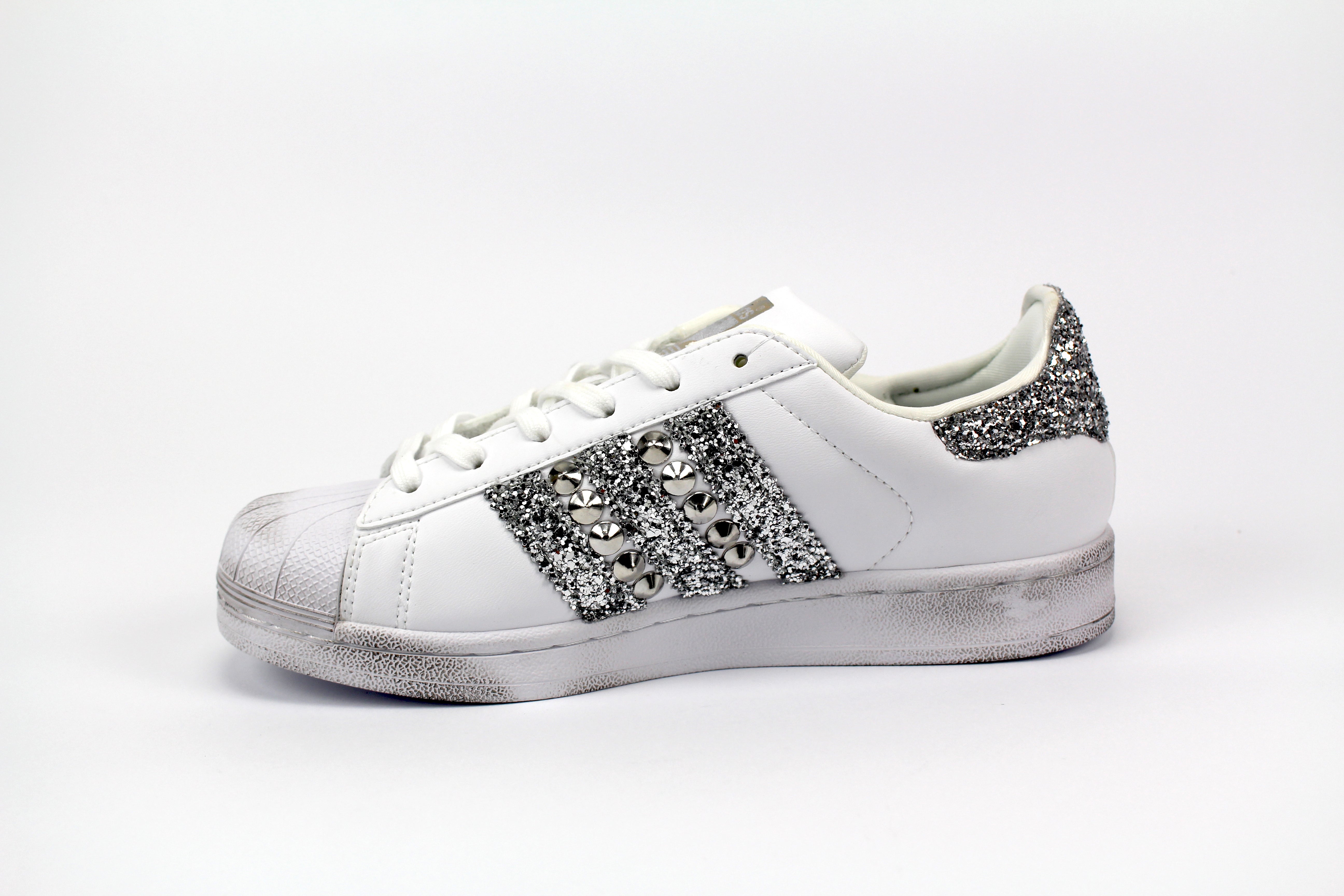 Adidas Superstar Silver Glitter & Borchie