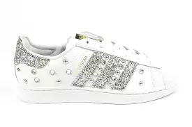 Adidas Superstar Silver Glitter Strass & Borchie