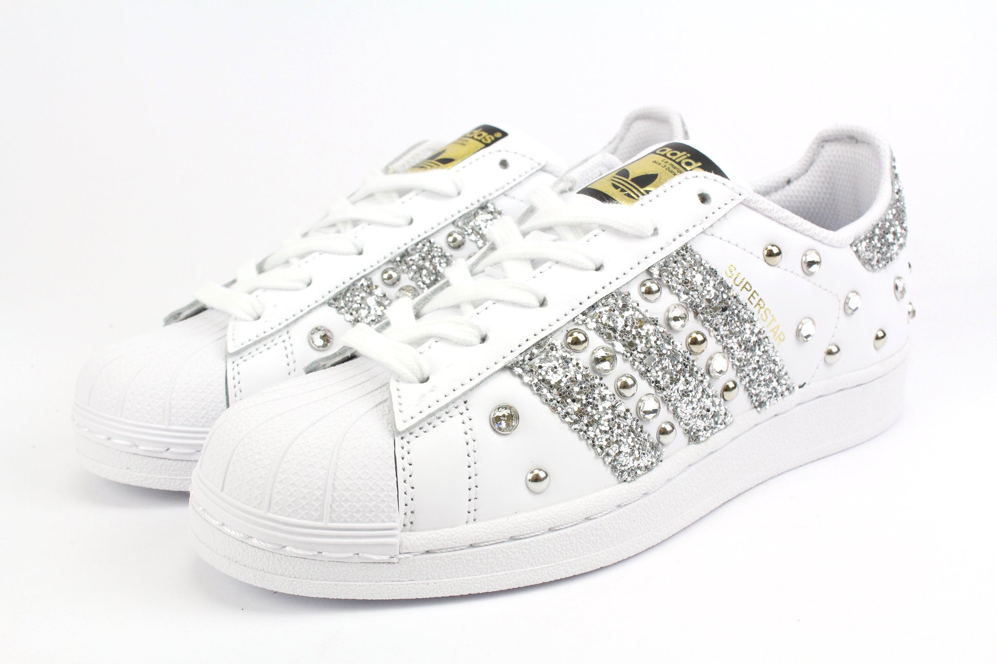 Adidas Superstar Silver Glitter Strass & Borchie