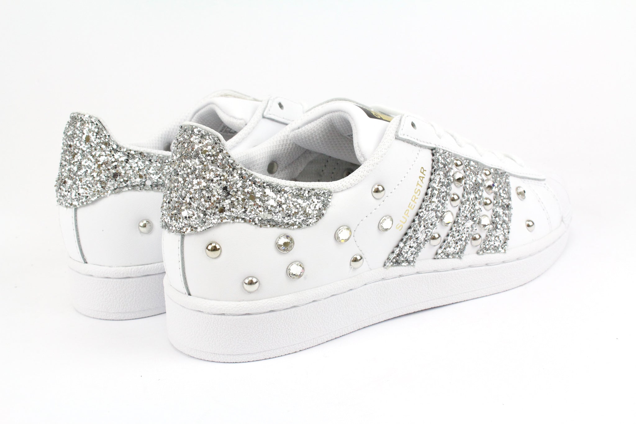 Adidas Superstar Silver Glitter Strass & Borchie