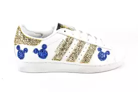 Adidas Superstar Topolini Bluette & Gold Glitter