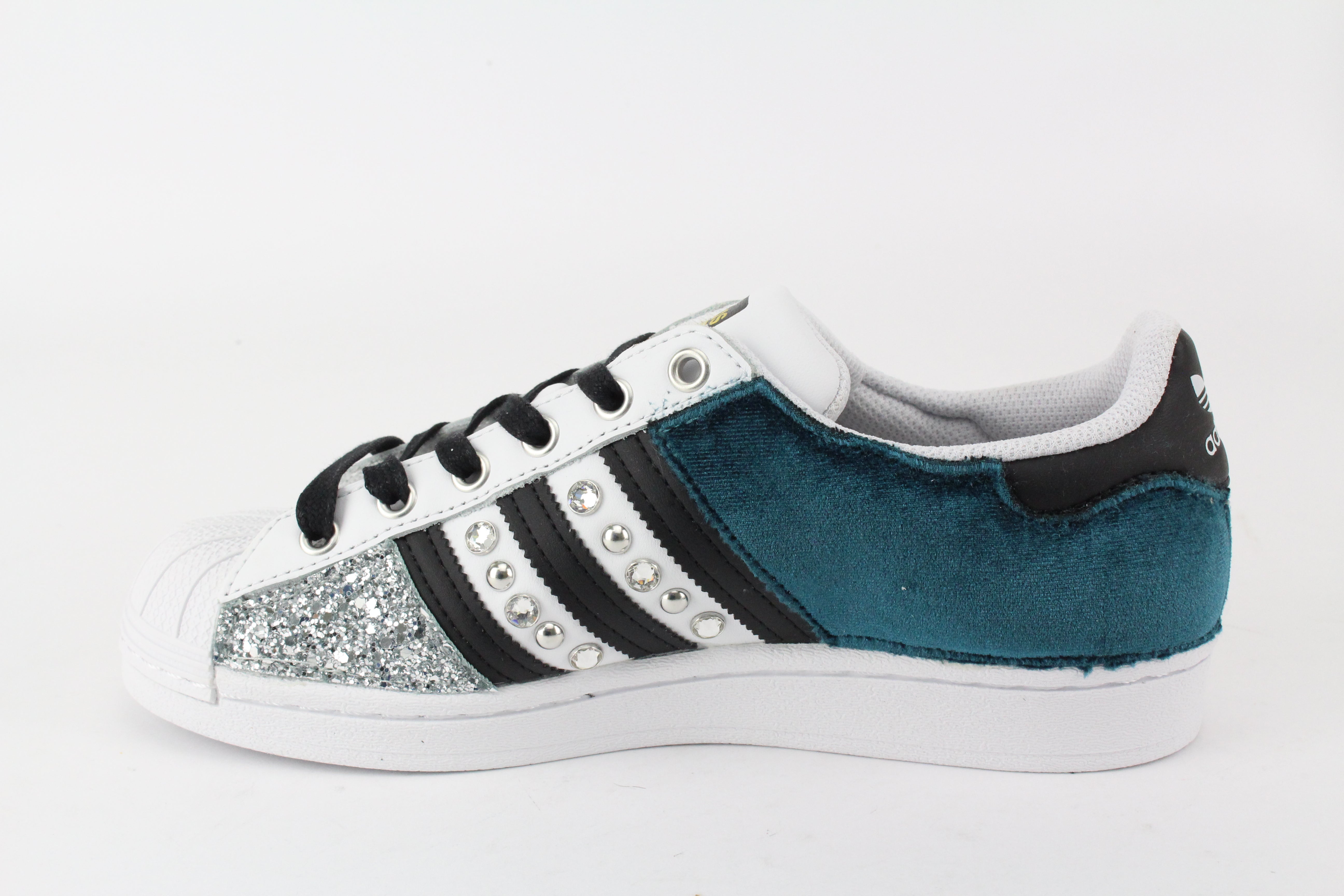 Adidas Superstar Velluto Petrolio & Argento