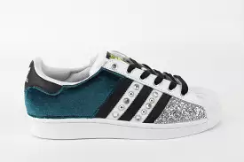 Adidas Superstar Velluto Petrolio & Argento