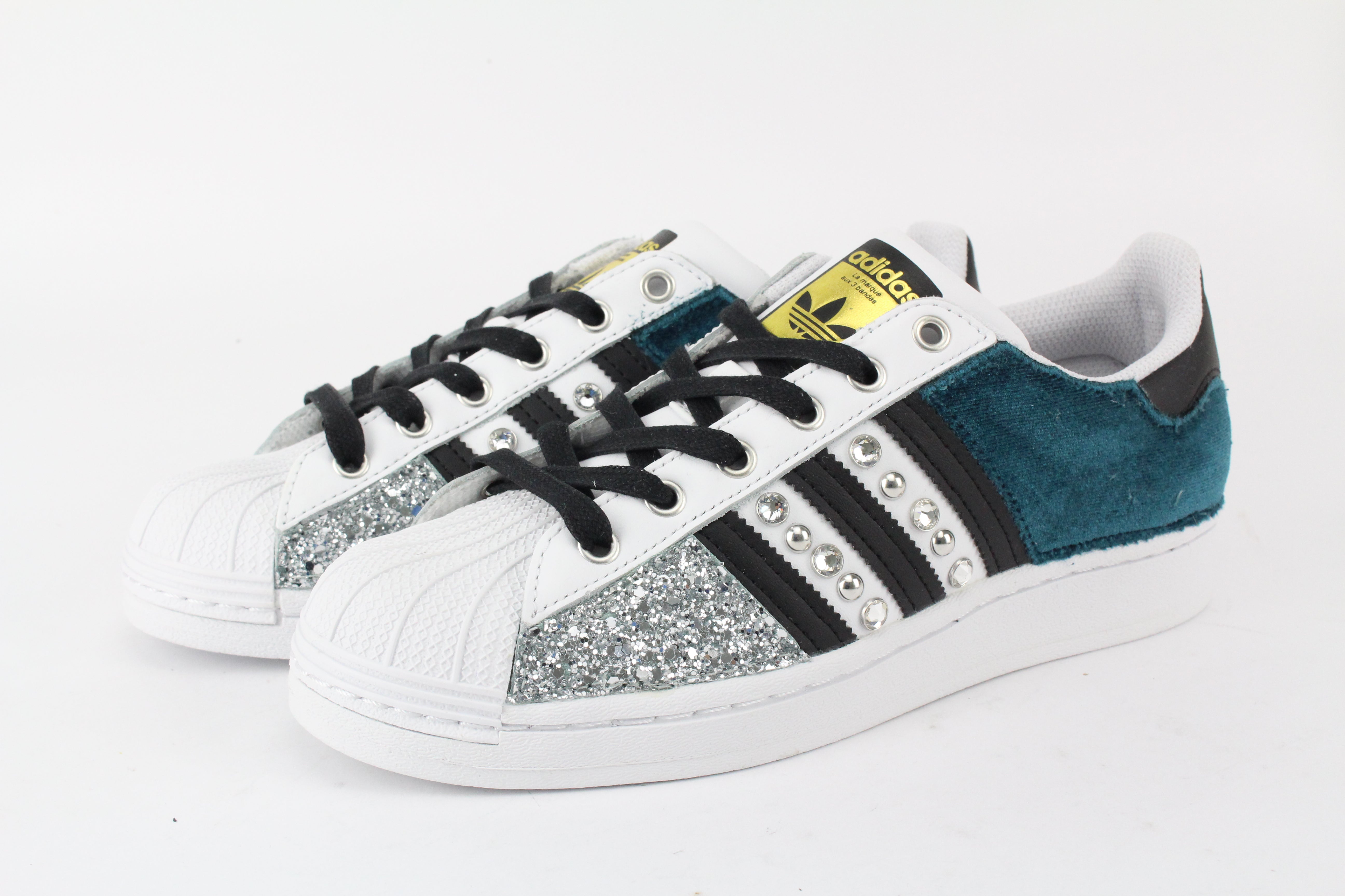 Adidas Superstar Velluto Petrolio & Argento