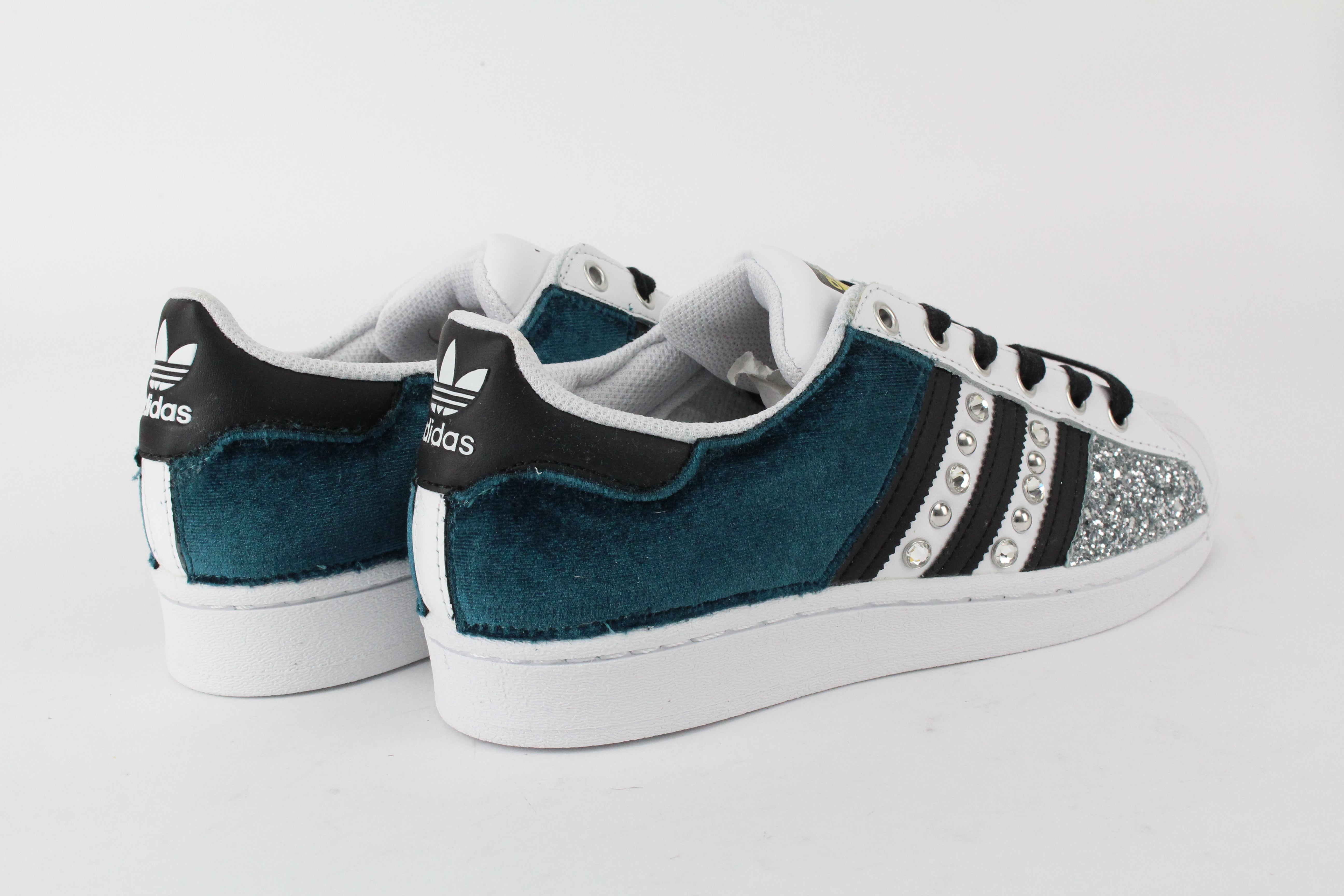 Adidas Superstar Velluto Petrolio & Argento