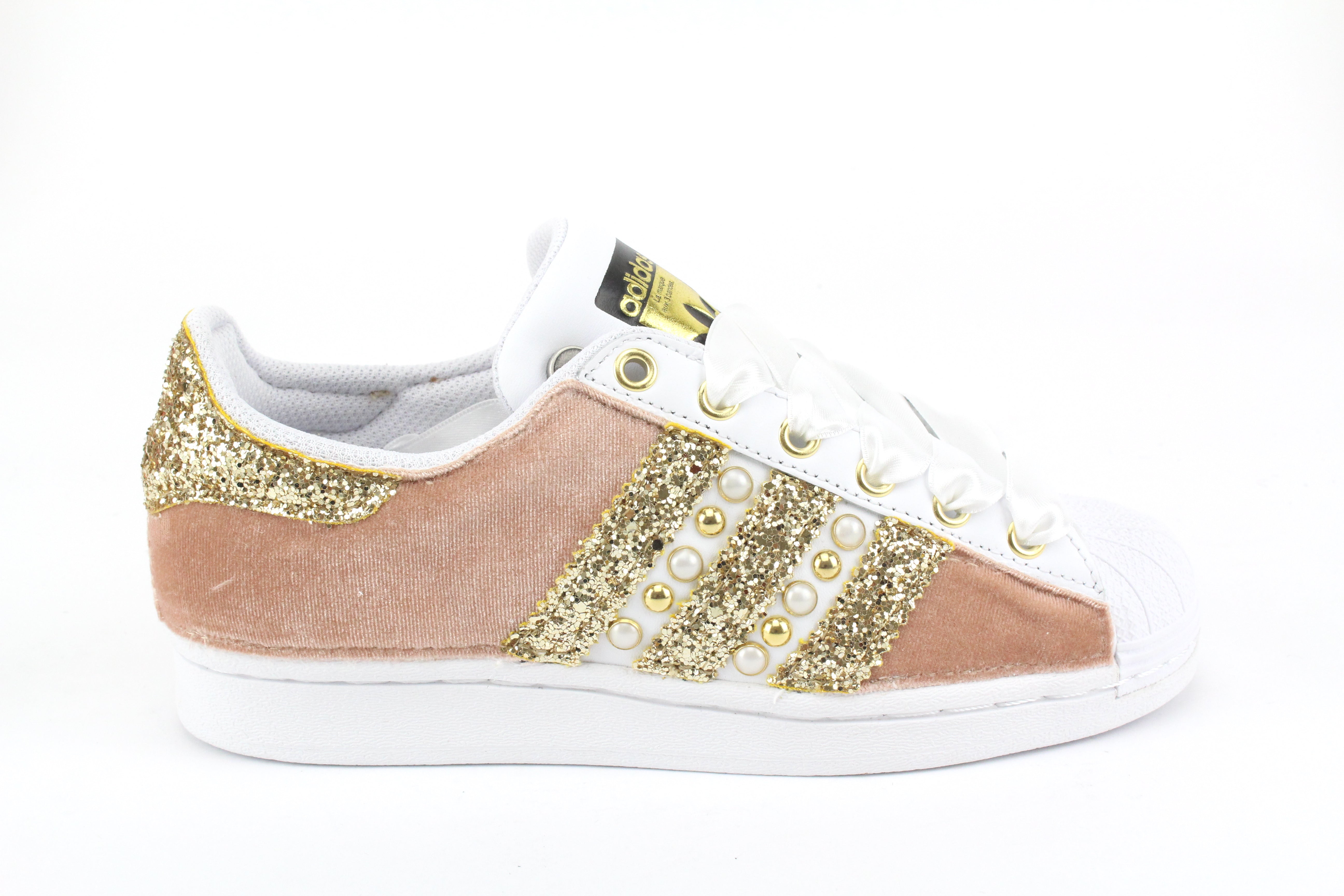 Adidas Superstar Velluto Rosa & Oro