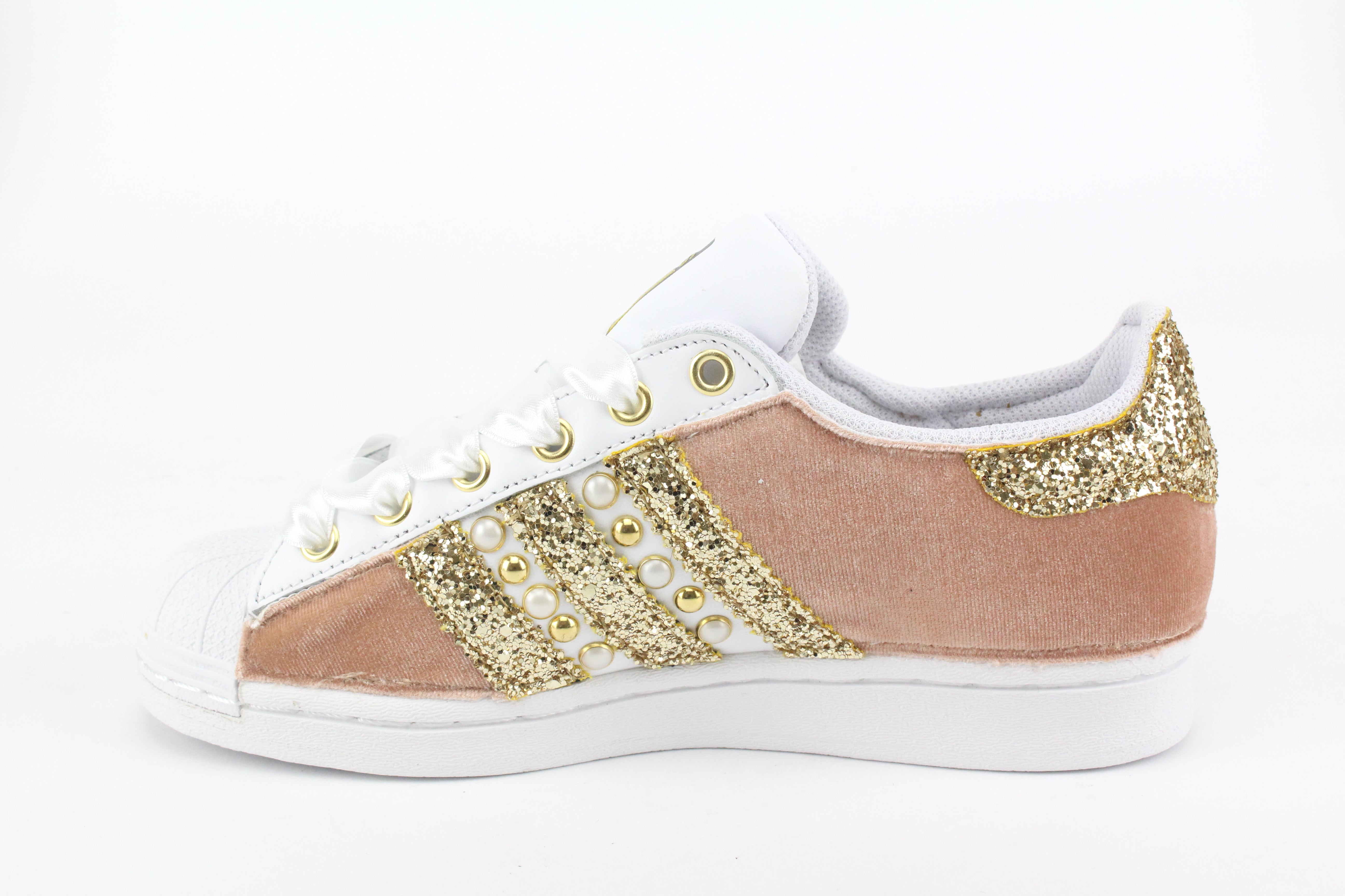 Adidas Superstar Velluto Rosa & Oro