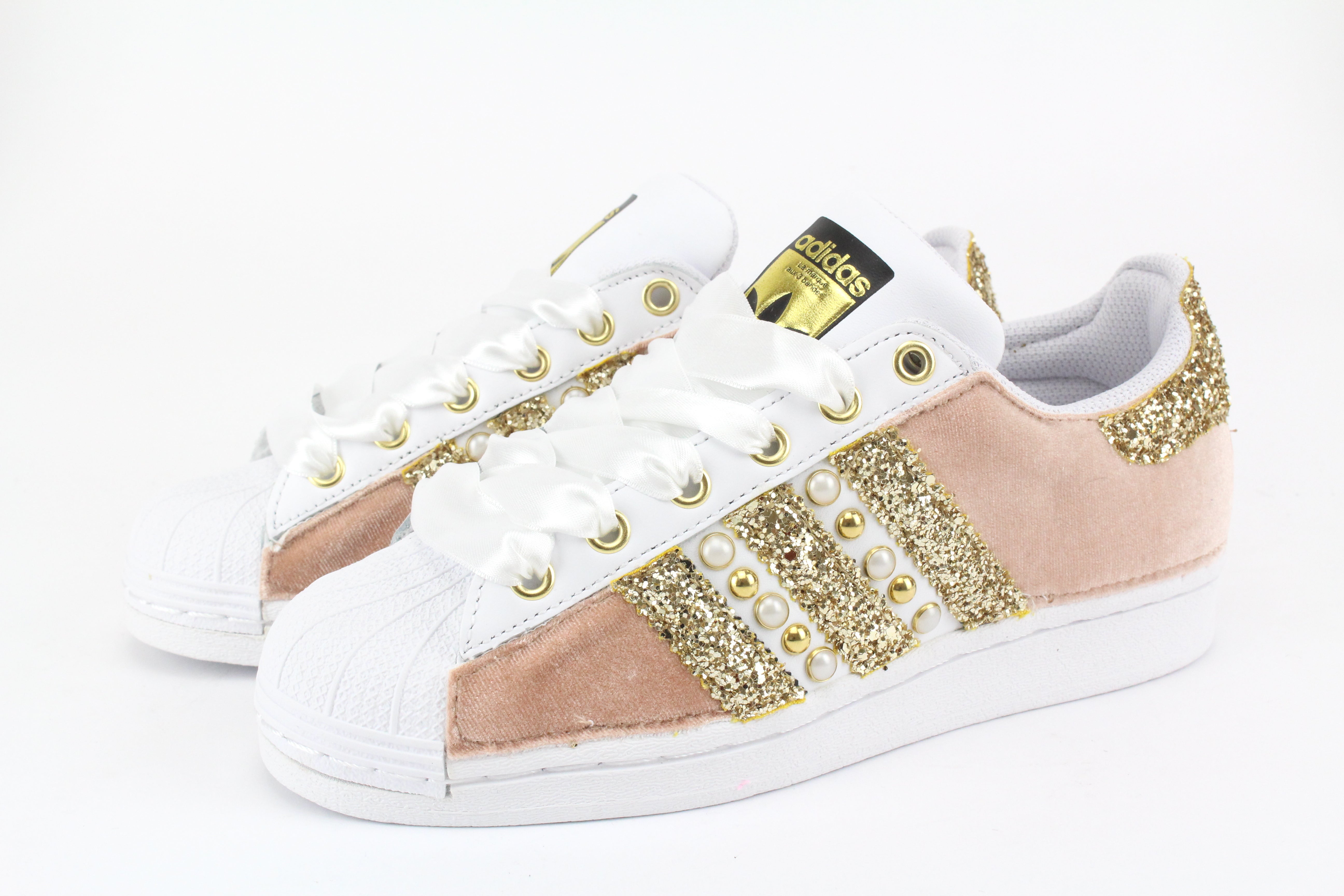 Adidas Superstar Velluto Rosa & Oro