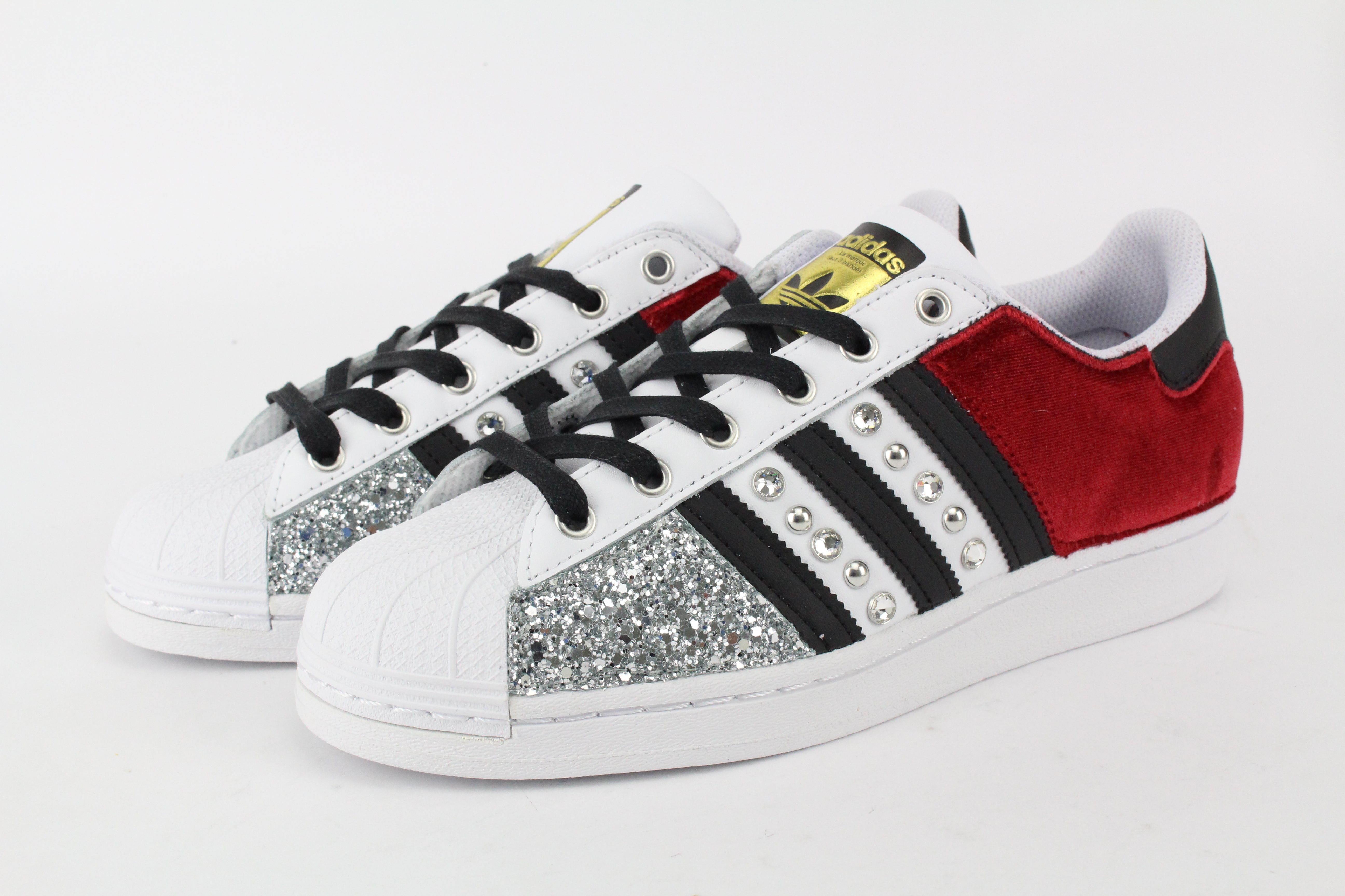 Adidas Superstar Velluto Rosso & Argento