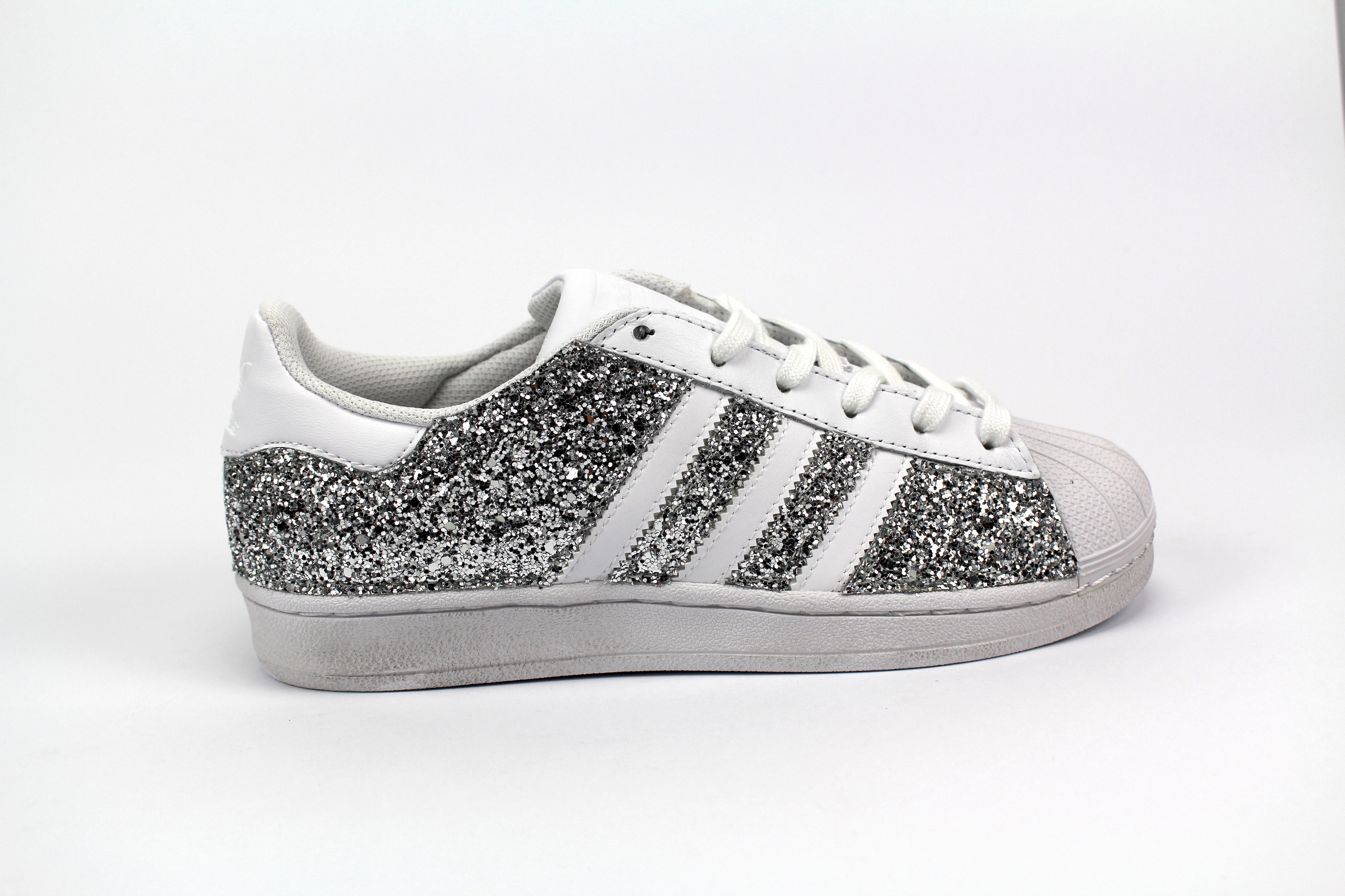 Adidas Superstar White & Total Glitter Silver