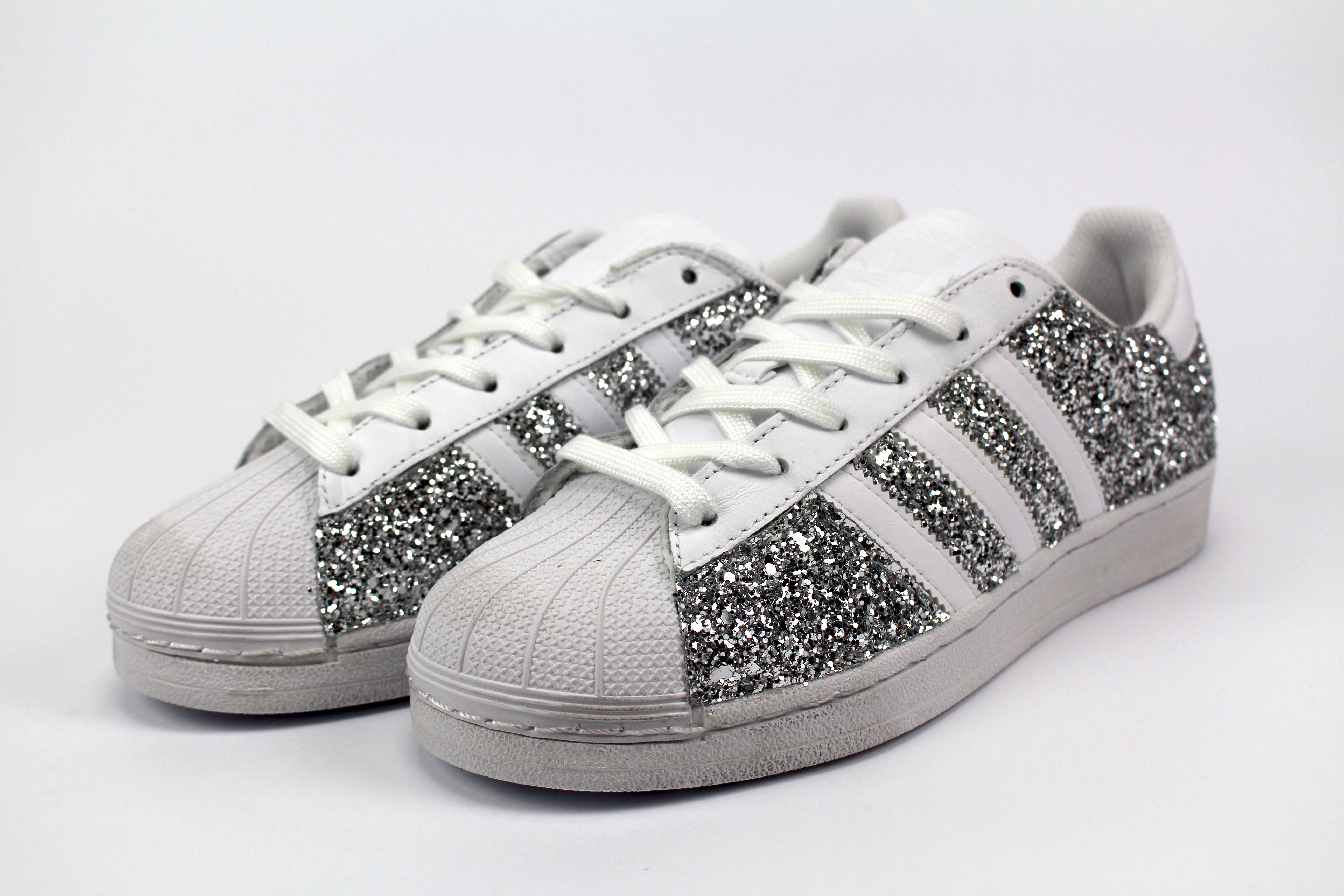 Adidas Superstar White & Total Glitter Silver