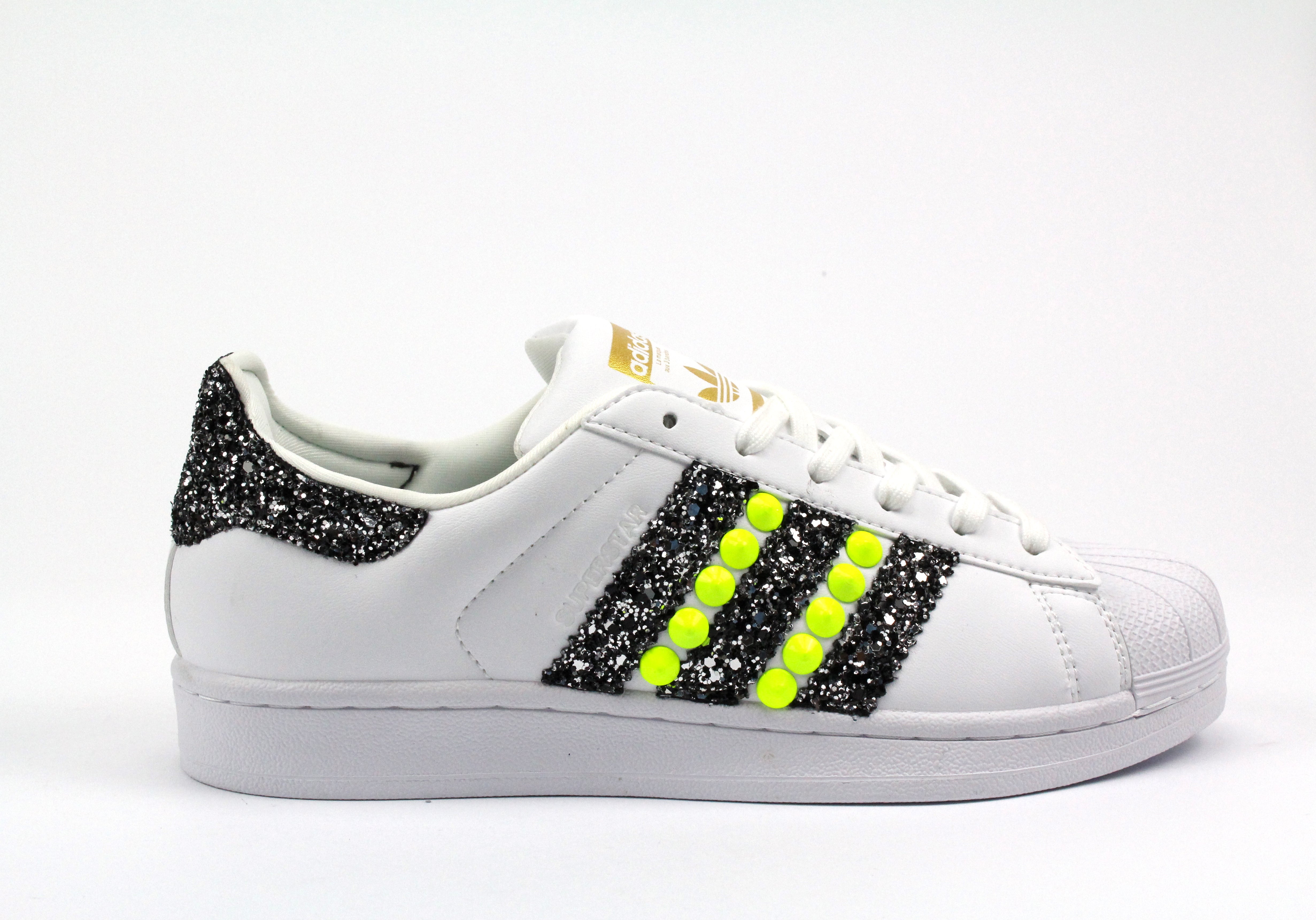 Adidas Superstar Yellow Fluo & Black Silver Glitter