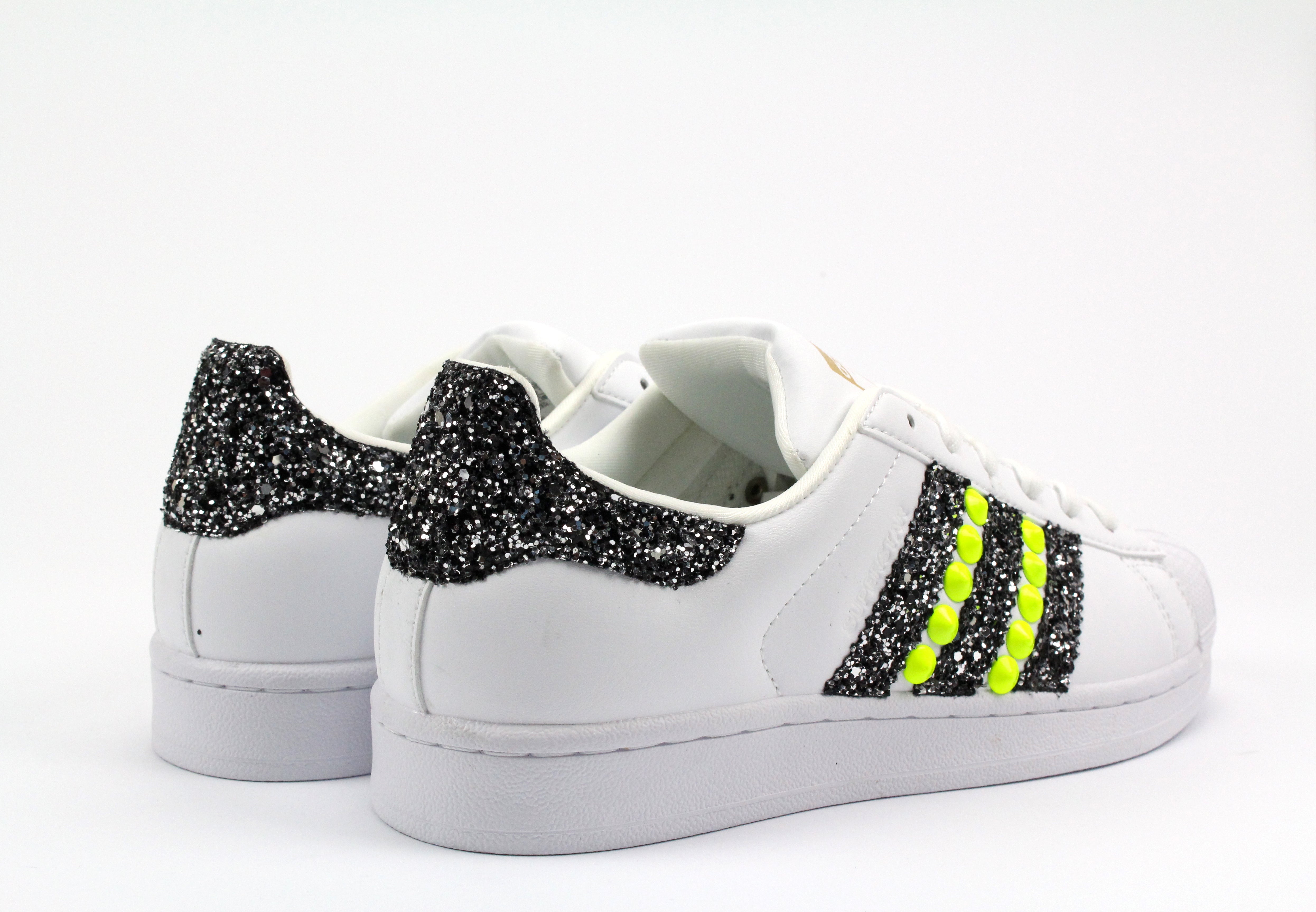 Adidas Superstar Yellow Fluo & Black Silver Glitter