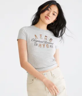 Aeropostale Womens' NYC Foil Graphic Tee - Grey - Size XS - Cotton - Teen Fashion & Clothing Light Heather Grey