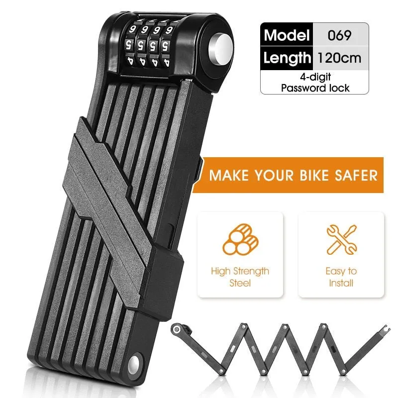 Anti-vol pour vélo / VTT en acier 8mm d'épaisseur West Biking - Folding Lock