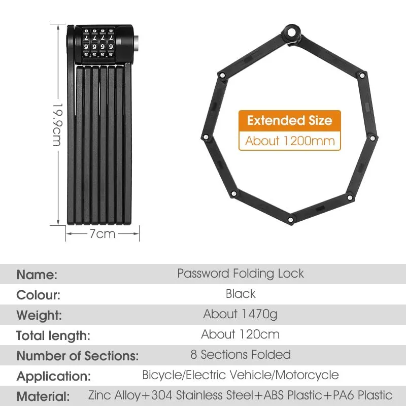 Anti-vol pour vélo / VTT en acier 8mm d'épaisseur West Biking - Folding Lock