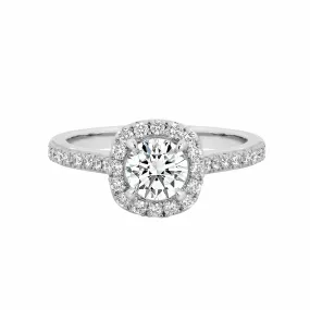 Aurora | Cushion Shaped Halo Diamond Engagement Ring with Shoulder Stones