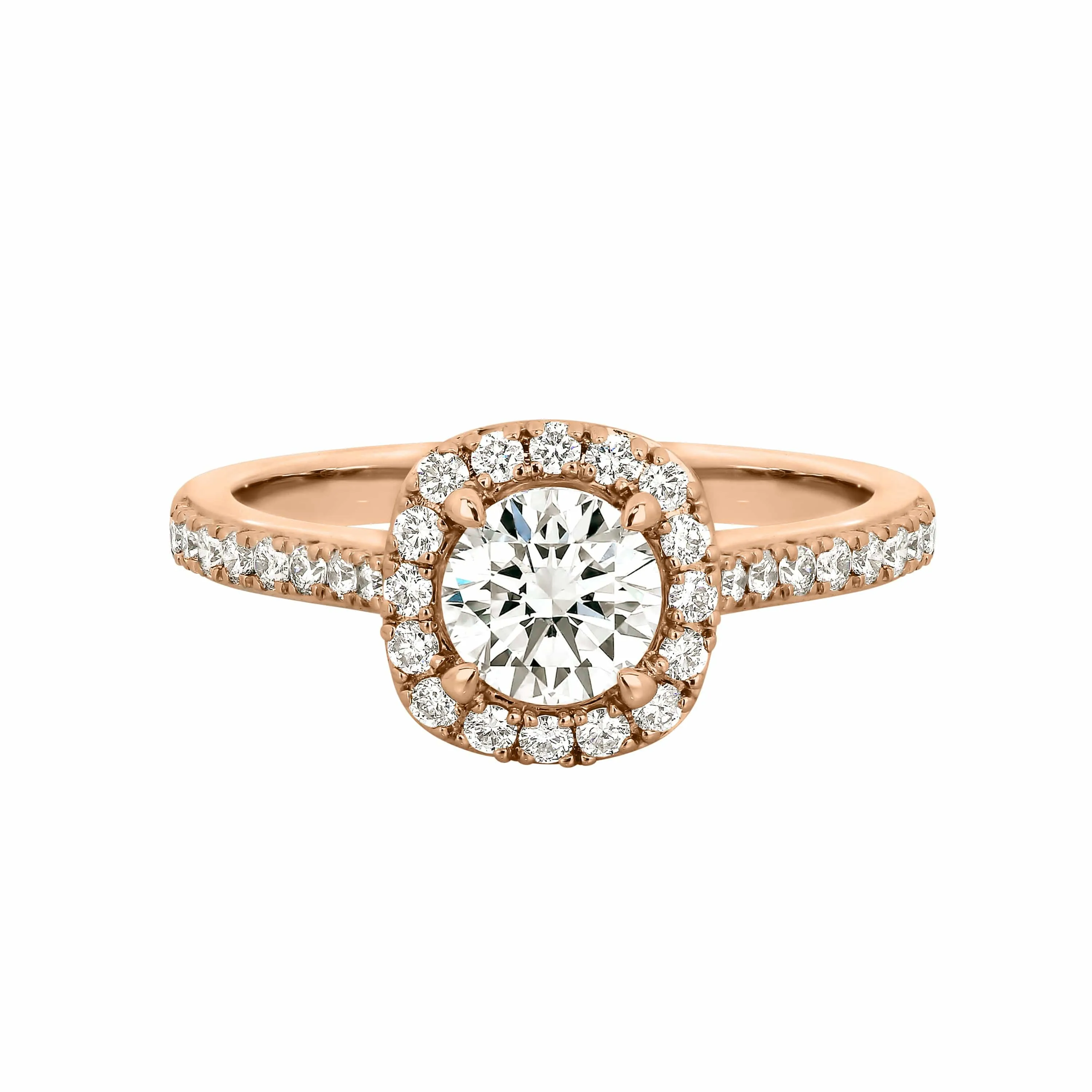 Aurora | Cushion Shaped Halo Diamond Engagement Ring with Shoulder Stones