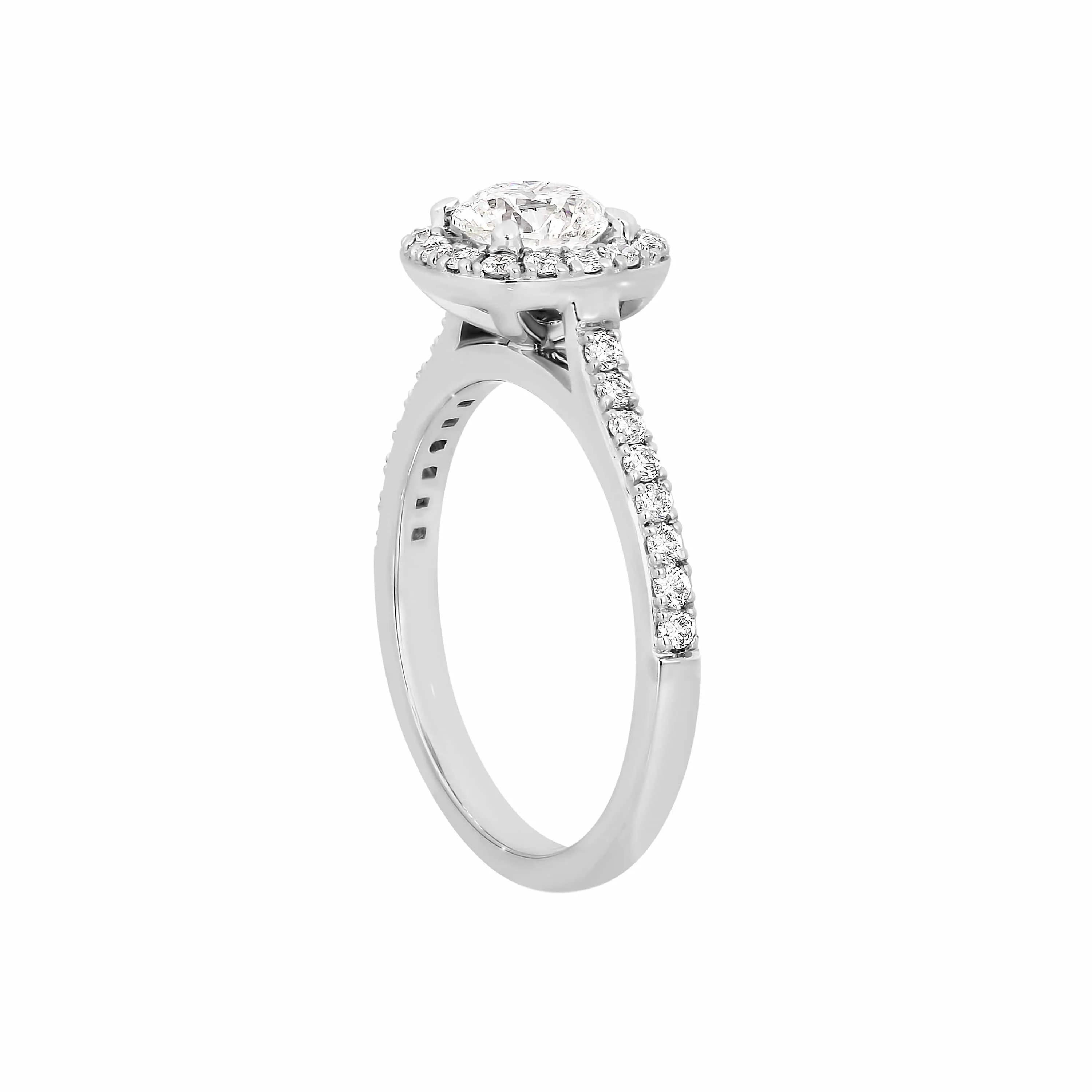 Aurora | Cushion Shaped Halo Diamond Engagement Ring with Shoulder Stones