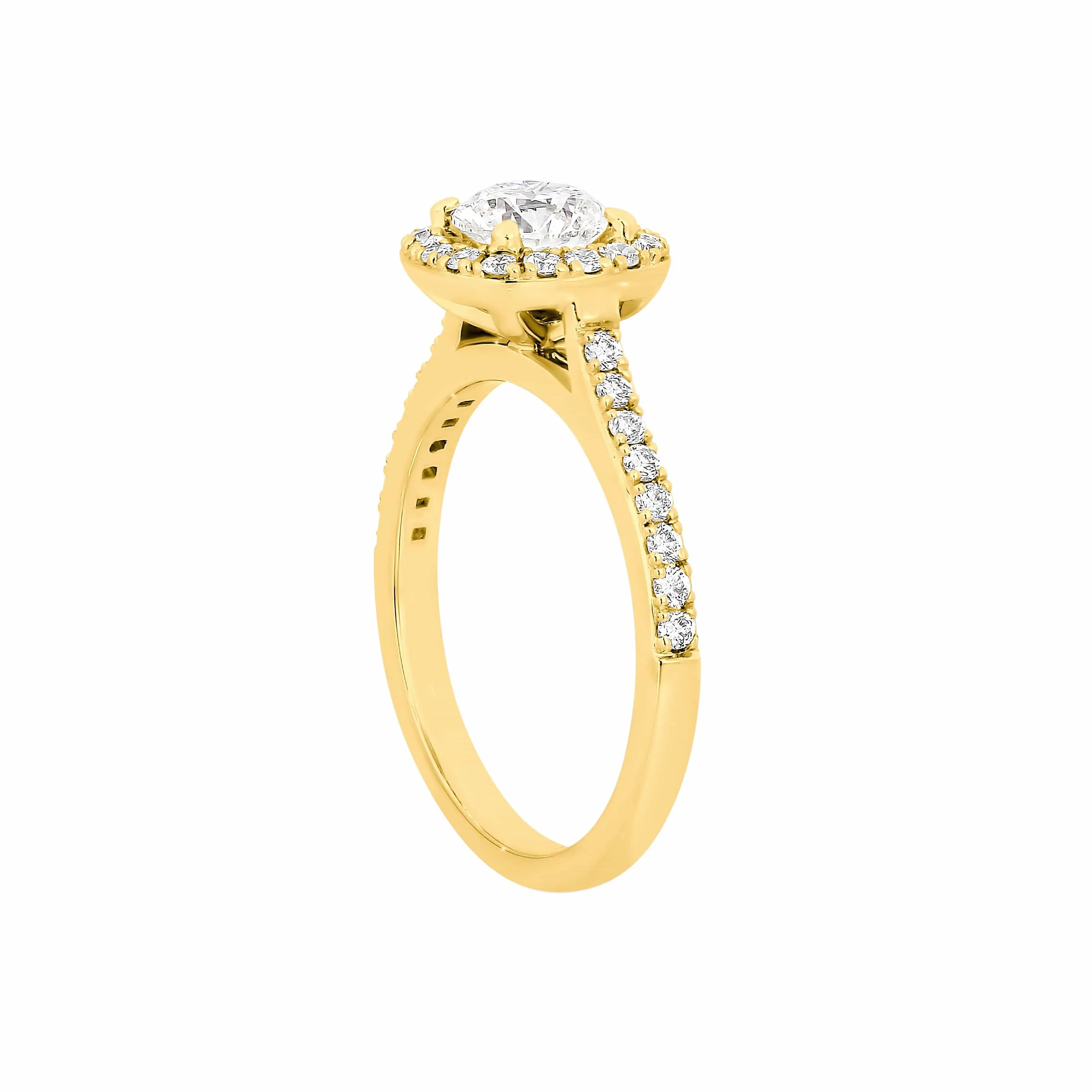 Aurora | Cushion Shaped Halo Diamond Engagement Ring with Shoulder Stones