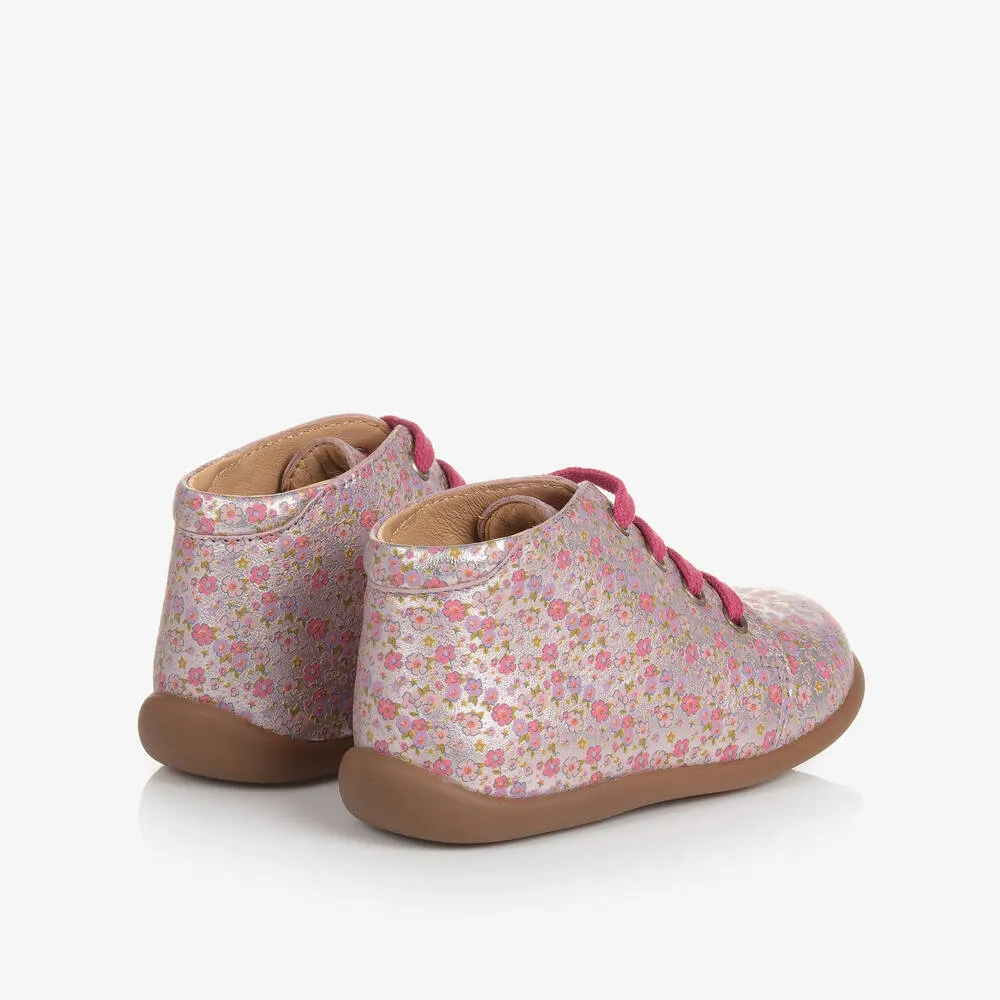 Baby Girls Pink Floral First Walker Boots