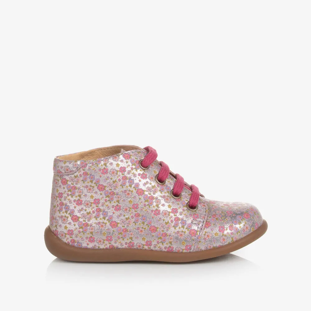 Baby Girls Pink Floral First Walker Boots