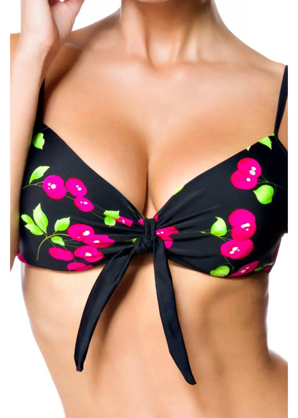 Belsira Cherry Bikini Top Black